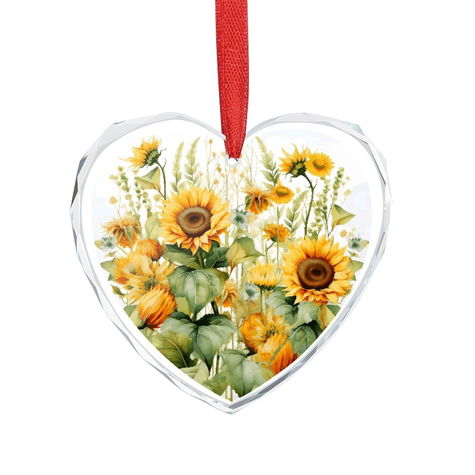 Wsoihfec Style Sunflower And Corn Engagement Gifts For Couples, Glass Ornaments Just Married Bridal Shower Decor, Heart Keepsake Decor For Bride & Groom