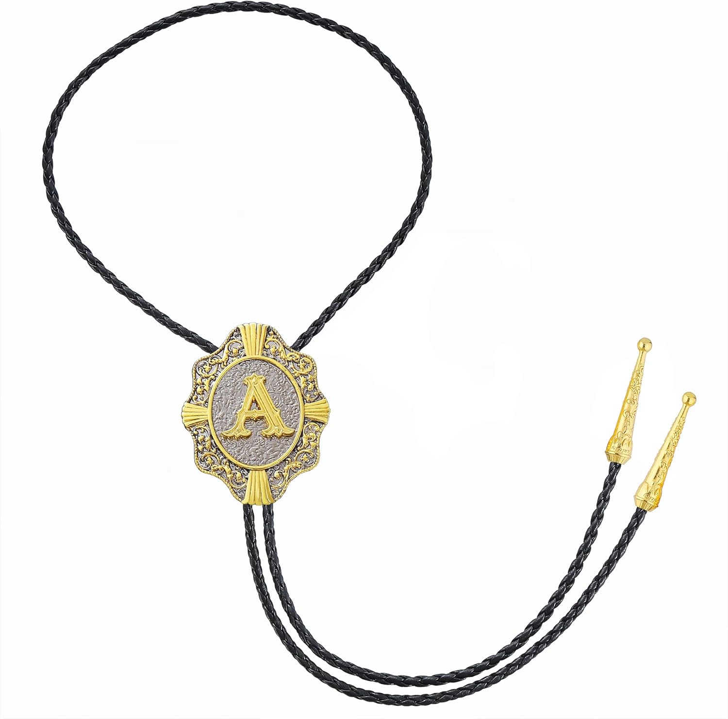 GelConnie Bolo Tie for Men Gold Western Ties Cowboy Necktie Womens Bolo Tie Leather Tie Bola Ties Initial Letter A to Z - Image 7