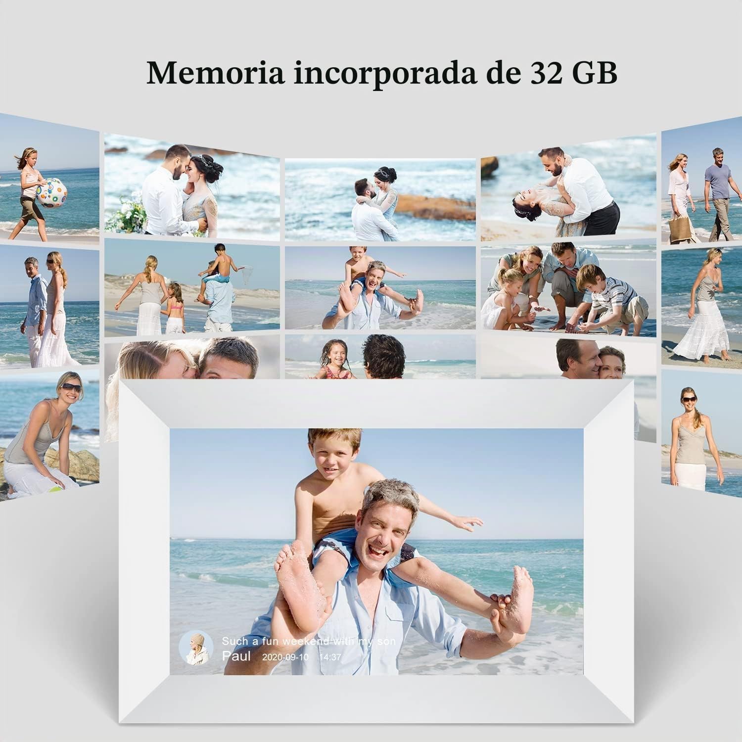 AEEZO Marco de Fotos Digital WiFi de 10.1 Pulgadas, Pantalla táctil IPS, Marco de Fotos Inteligente en la Nube con Almacenamiento de 32 GB, fácil configuración para Compartir Fotos o Videos a través