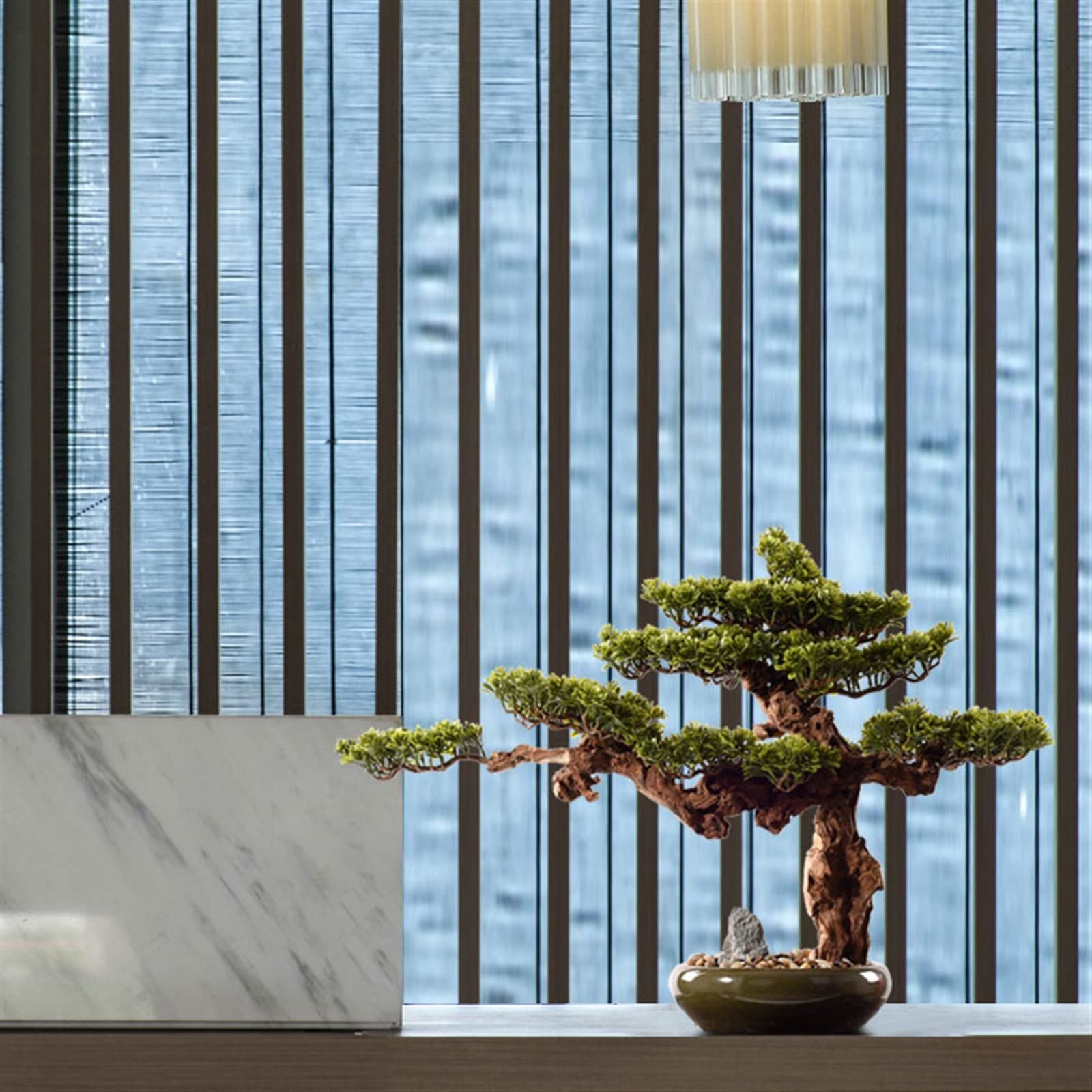 Bonsaï Artificiel Bonsaï artificiel chinois, plante de Simulation de salon, bonsaï d'intérieur, plante verte de pin de bienvenue, plante en Pot en céramique, faux arbre, ornements de bureau Plantes ar