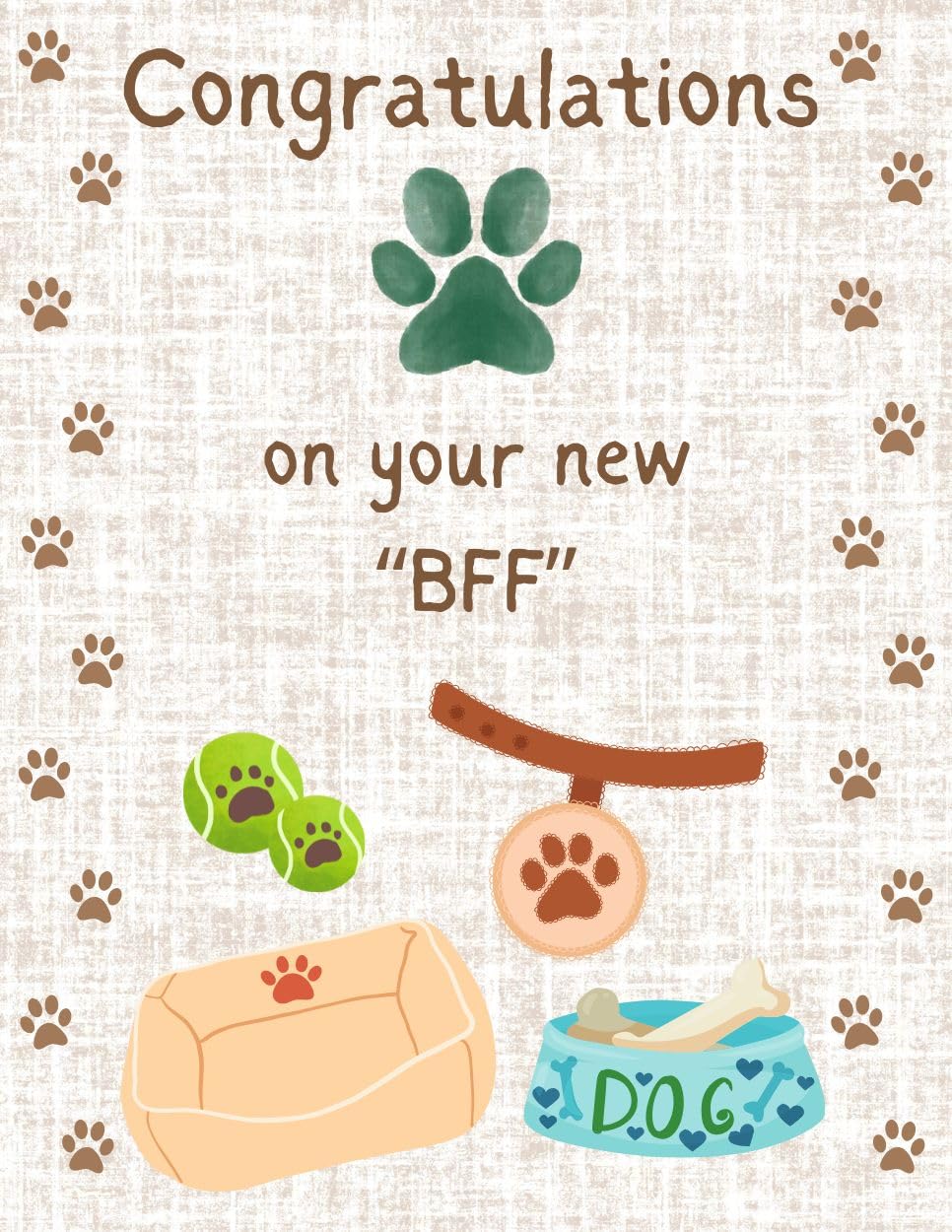 Congratulations On Your New BFF Furry Friend Puppy Dog Kitty Cat Pet Greeting Card