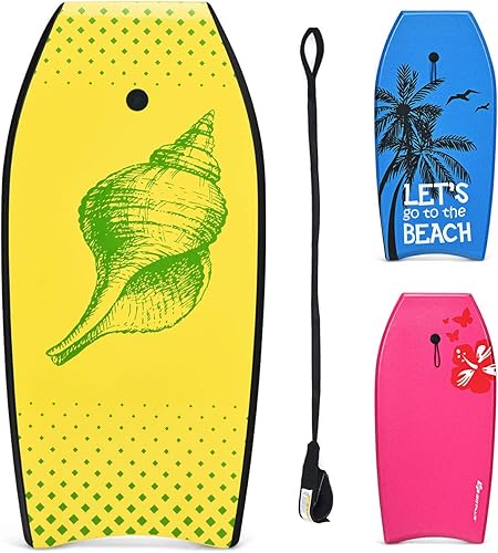 Miniatura 8 de Goplus Boogie Boards para playa, tablero de cuerpo súper ligero de 37 a 41 pulgadas con núcleo EPS, cubierta XPE, parte inferior antideslizante de