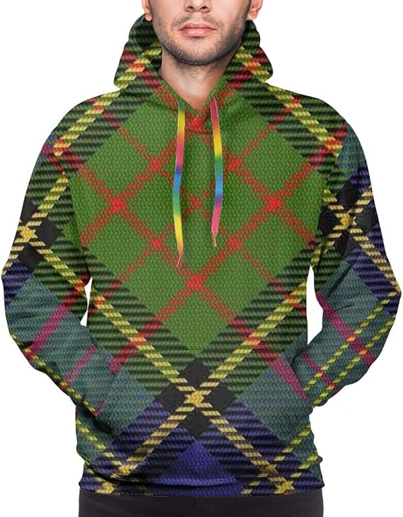 Amazon Co Jp スコットランドスタイルクランマクミラン狩猟タータンチェック柄 メンズ パーカー 長袖連帽 個性カジュアル春服 スポーツウェア アクティブジャケット 旅游通勤通学 ファッション