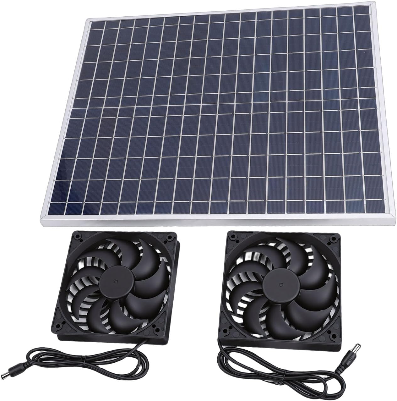 22W Solar Panel Double Exhaust Fan Kit, Solar Ventilation System, Exhaust Fan Kit for Chicken Coop, Dog House, Greenhouse & Shed RV
