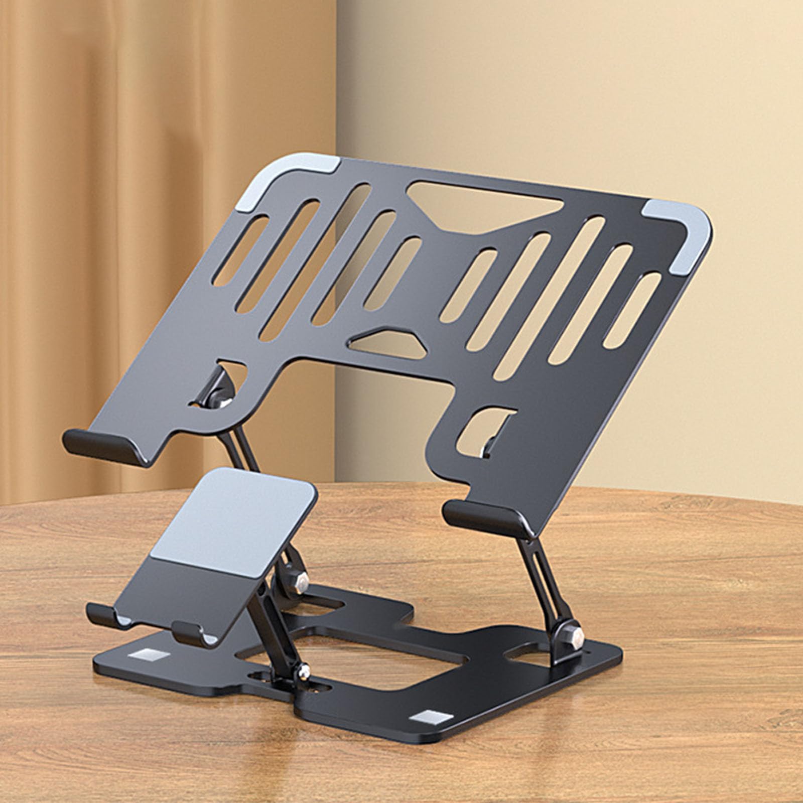 Soporte ajustable para laptop, soporte plegable de acero al carbono, elevadores de escritorio para dispositivos de 10 a 17.3 pulgadas, diseño ergonómico de refrigeración