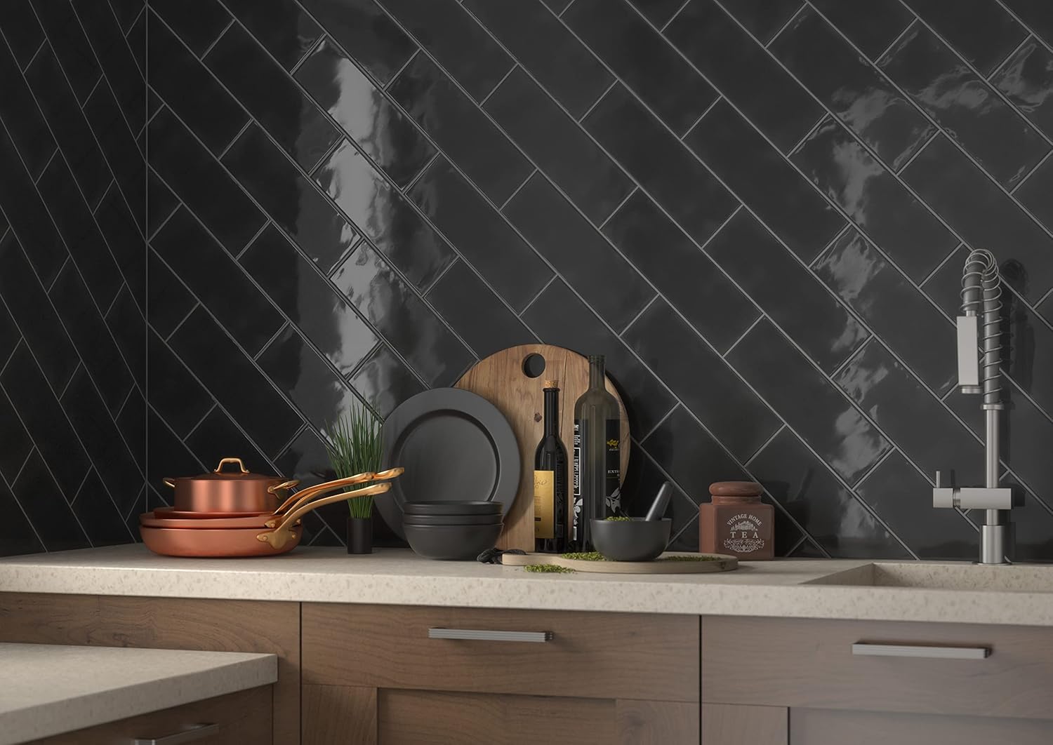 MSI Urbano Ink Glossy Ceramic Subway Wall Tile, 4 in. x 12 in., for Bathroom, Kitchen Backsplash, Shower, and Accent Wall