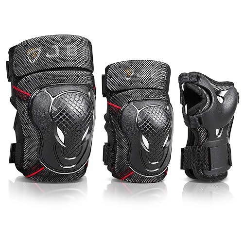 JBM BMX Rodilleras y coderas con muñequeras equipo protector Conjunto para ciclismo equitación andar en bicicleta y varios deportes Protección de JBM BMX Rodilleras y coderas con muñequeras equipo protector Conjunto para ciclismo equitación andar en bicicleta y varios deportes Protección de