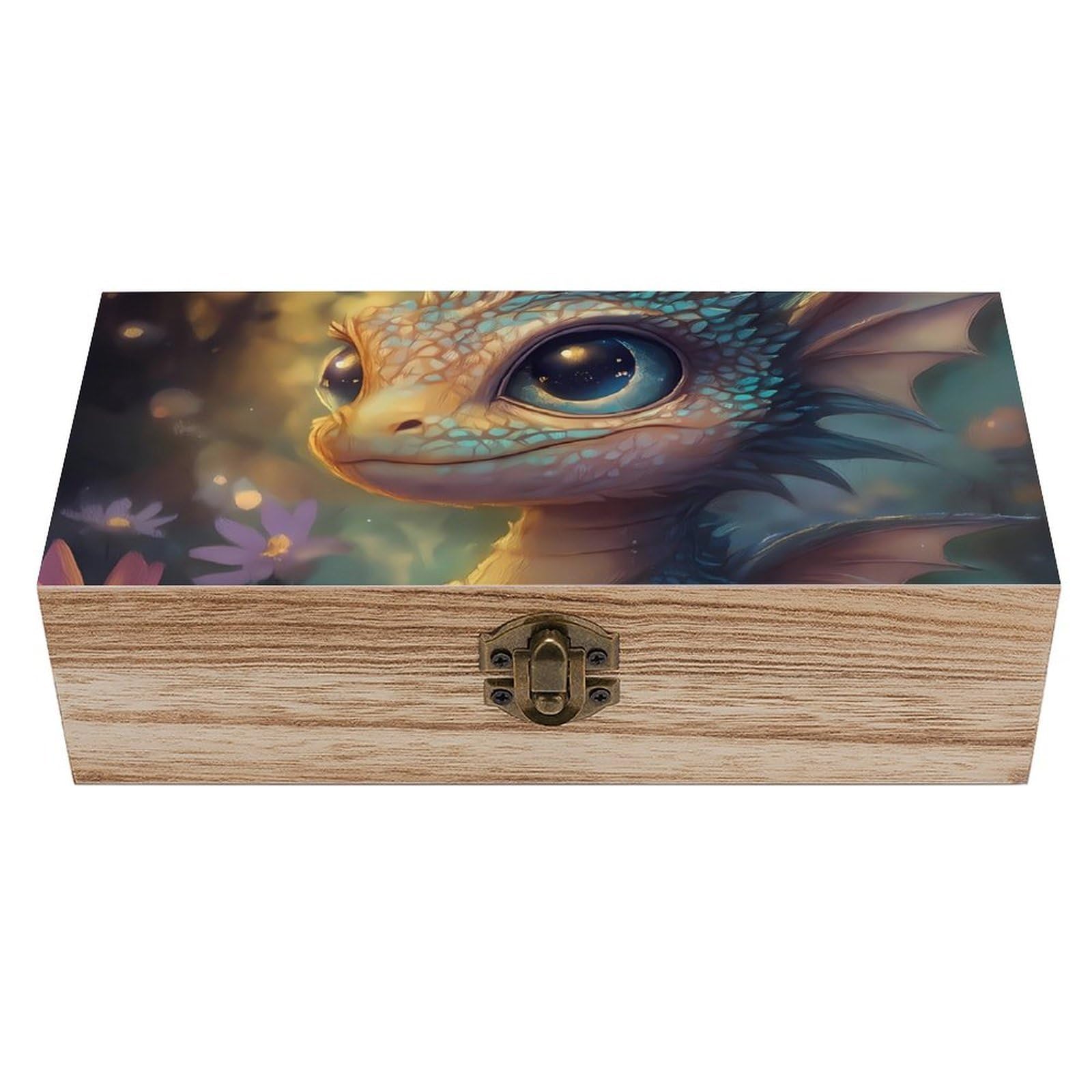 HLBSDM Whimsical Baby Dragon Retro Wooden Storage Box Jewelry Art Gift Boxs Decorative Keepsake Boxes