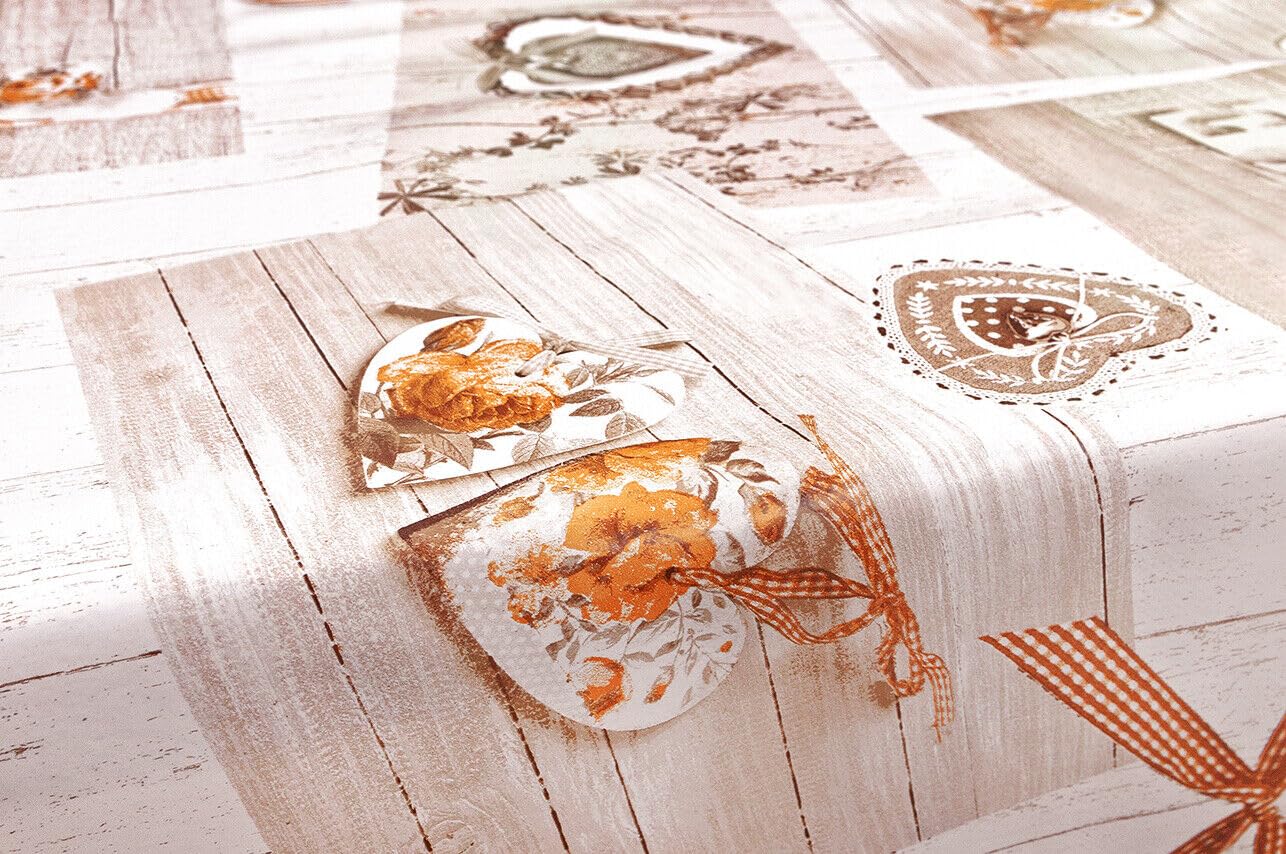 emmevi Tovaglia Cucina Antimacchia Plastificata Cerata Copritavolo Legno Bianco Casa Shabby Chic 140x550 Cm
