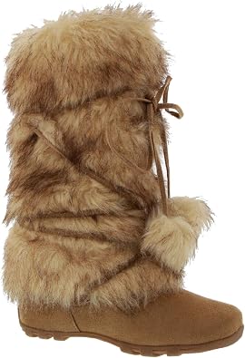 Blossom Talia-Hi Women Mukluk Faux Fur Boot Mid Calf Winter Snow White 7.5, Camel