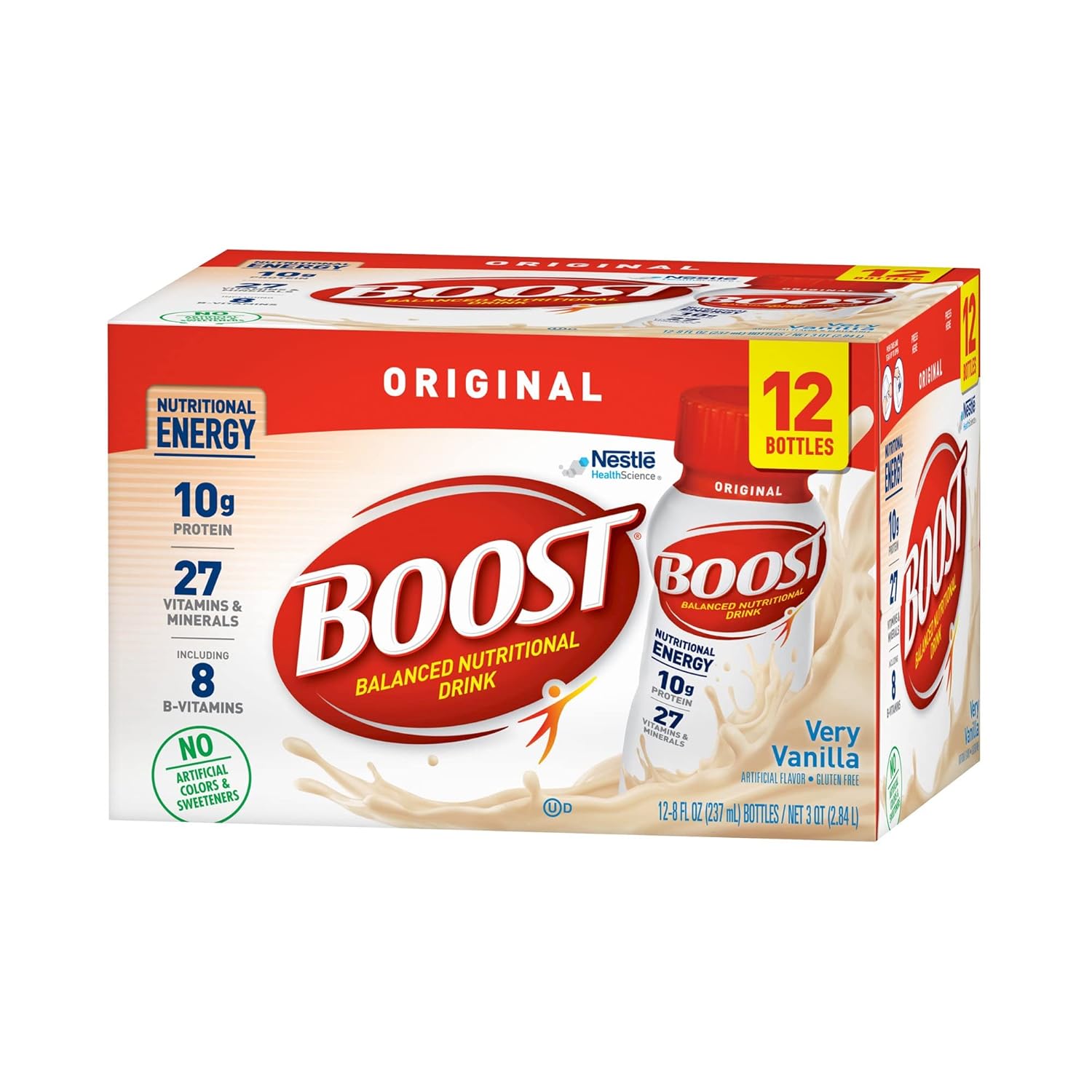 BOOST Original Balanced Nutritional Drink, Very Vanilla, 8 Ounce Bottle (Pack of 12)