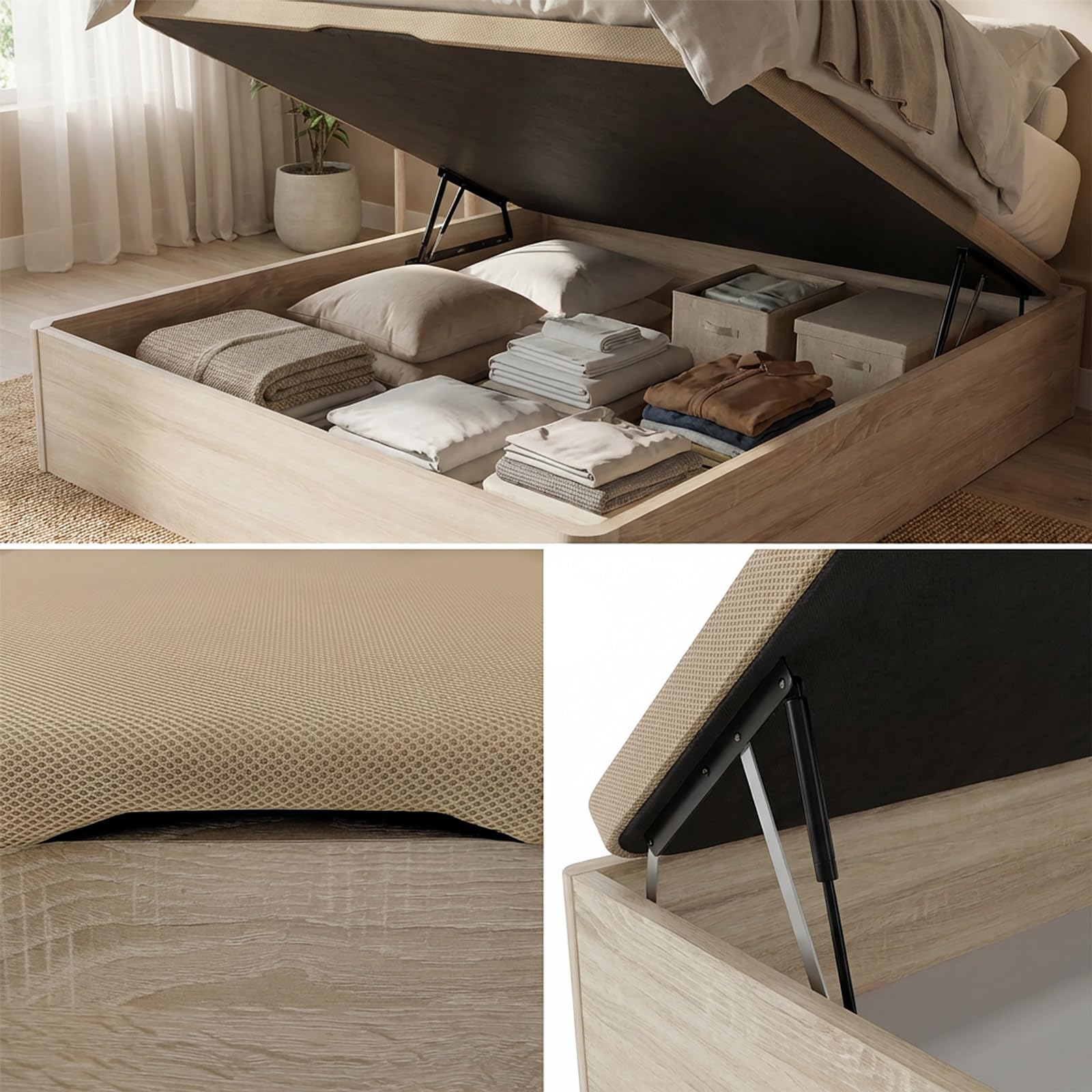 DUÉRMETE ONLINE - Canapé Abatible 105x190 cm Cambria, Gran Capacidad de Almacenaje, Estructura Súper Reforzada, Tapa 3D Transpirable, Incluye Subida a Domicilio