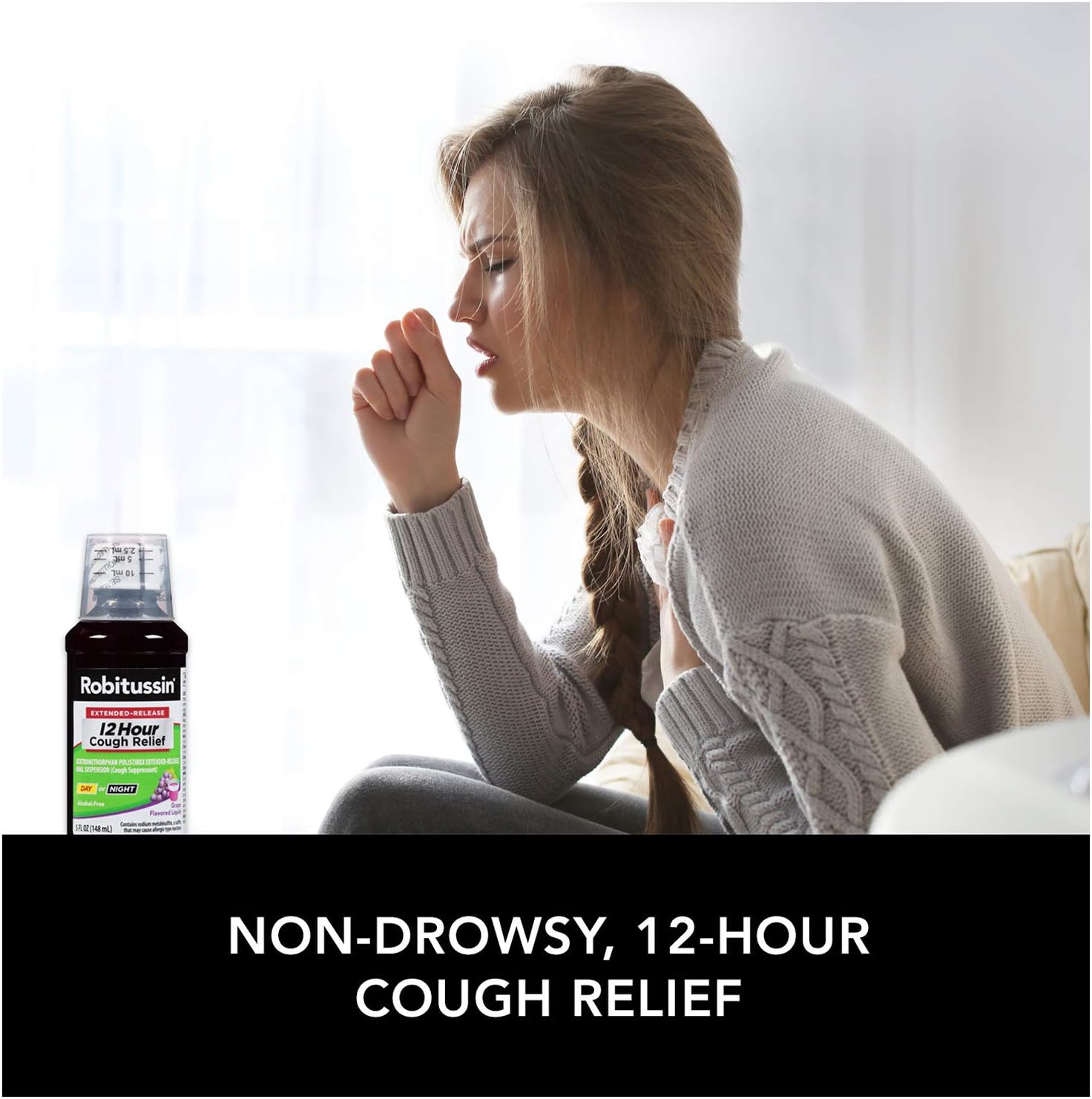 Robitussin Extended-Release 12 Hour Cough Relief (5 fl. oz. Bottle, Grape Flavor), Alcohol-Free Cough Suppressant : Health & Household