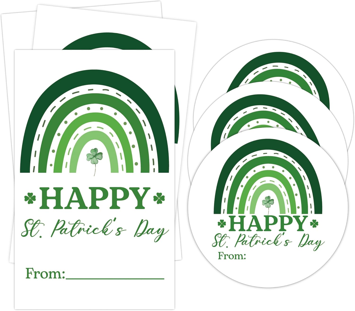St. Patrick's Day Stickers, Irish Blessing Decor Shamrock Stickers, 20 Round and 20 Rectangle Labels, St. Patrick's Day Decorations Party Favor Labels for Irish Gifts Envelopes Wrapping-B01