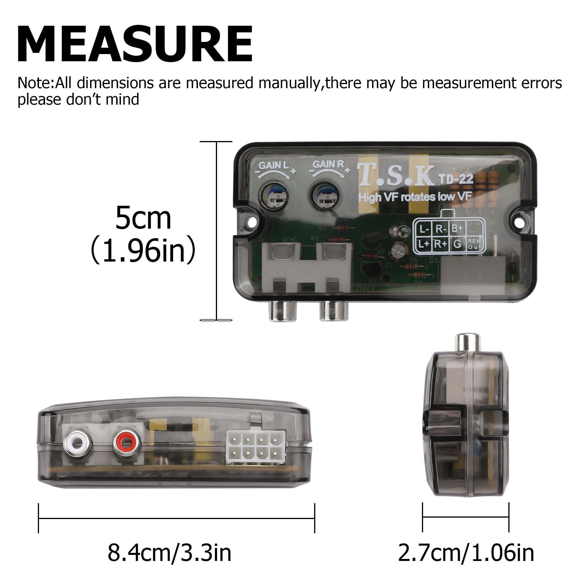 YAODHAOD Auto Stereo Audio High to Low Altoparlante Impedenza Convertitore Audio Signal Adapter Altoparlante Uscita a RCA High to Low Line Control Output Converter per Auto Amp Subwoofer Amplificatore