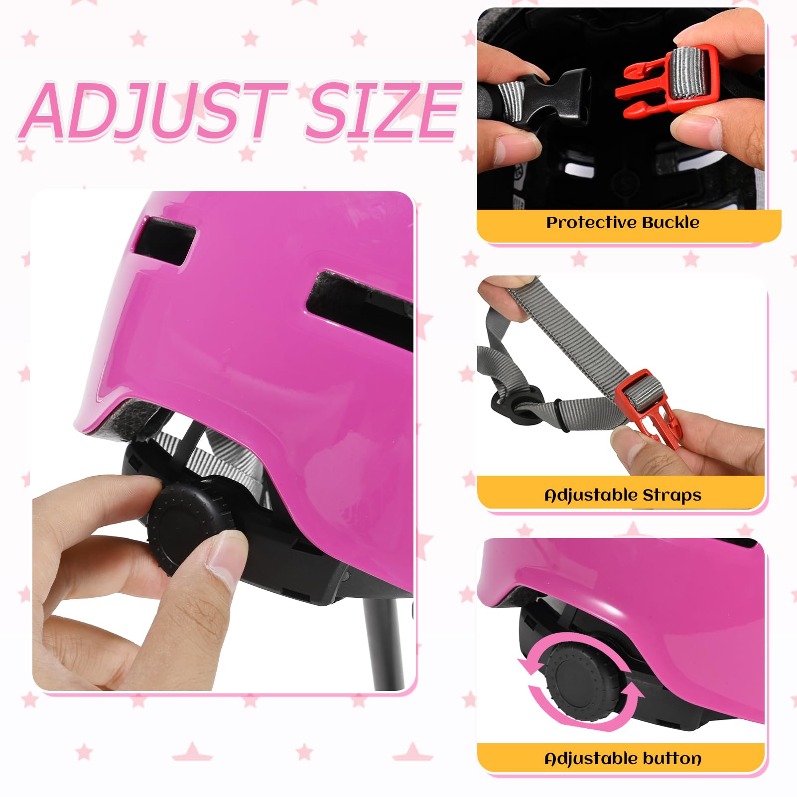 DUZSKJ Casco da bicicletta regolabile per bambina bambino ragazze, Casco bici scooter bambino, Casco bambini per monopattino per skateboard bicicletta monopattino pattini in linea e ciclismo