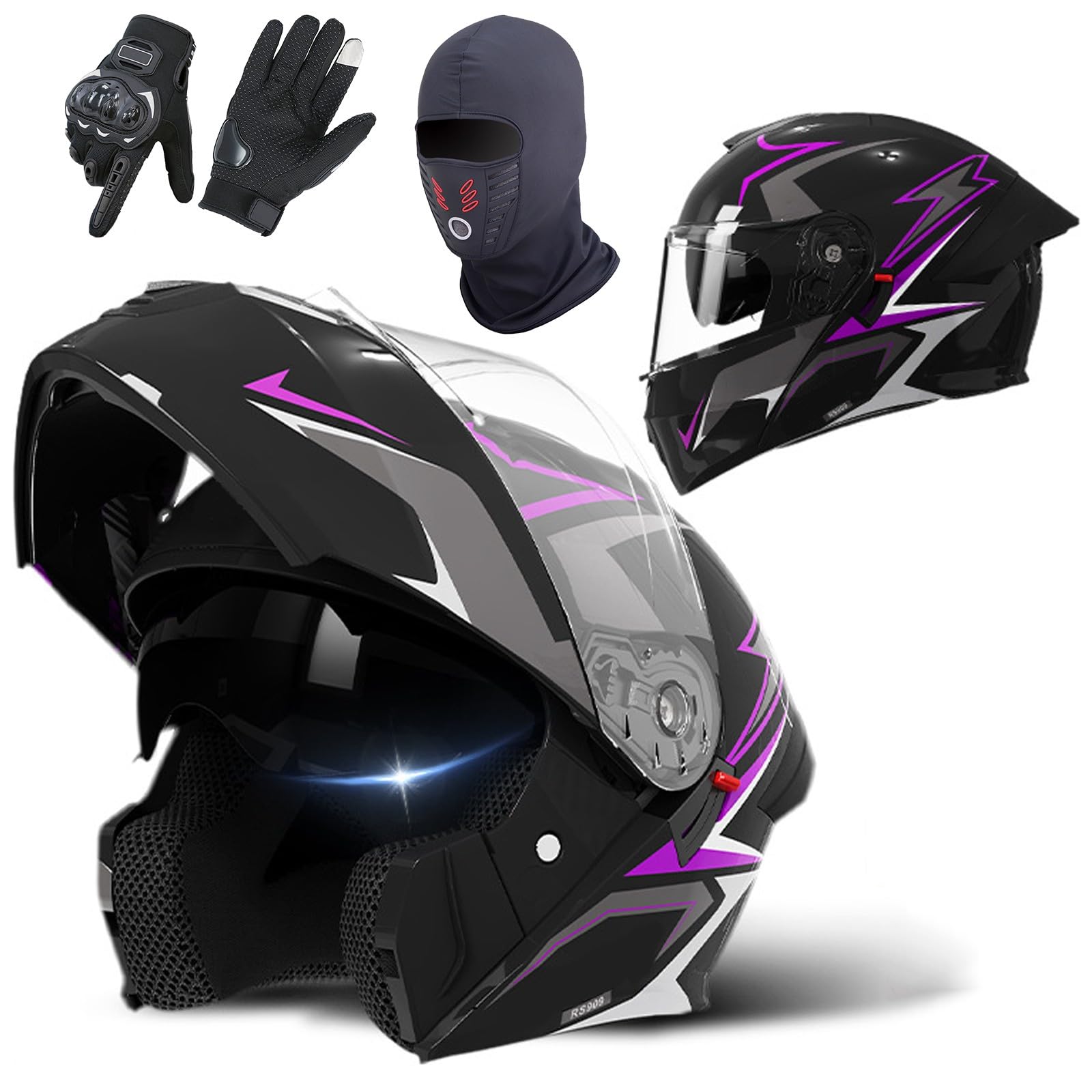 Casco Integral De Motocicleta Modular Homologado ECE 22.06 con Doble Visera para Adultos, Hombres Y Mujeres