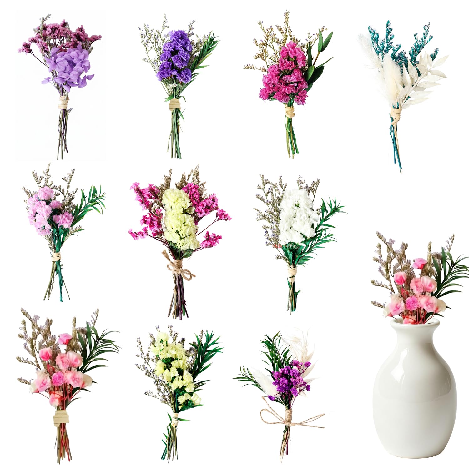 HIVTE 10 Pack Mini Dried Flower Bouquet Set with Forget Me Not Flowers, Small Dried Flowers for DIY Decoration, Craft Flowers and Dried Baby's Breath — image 1