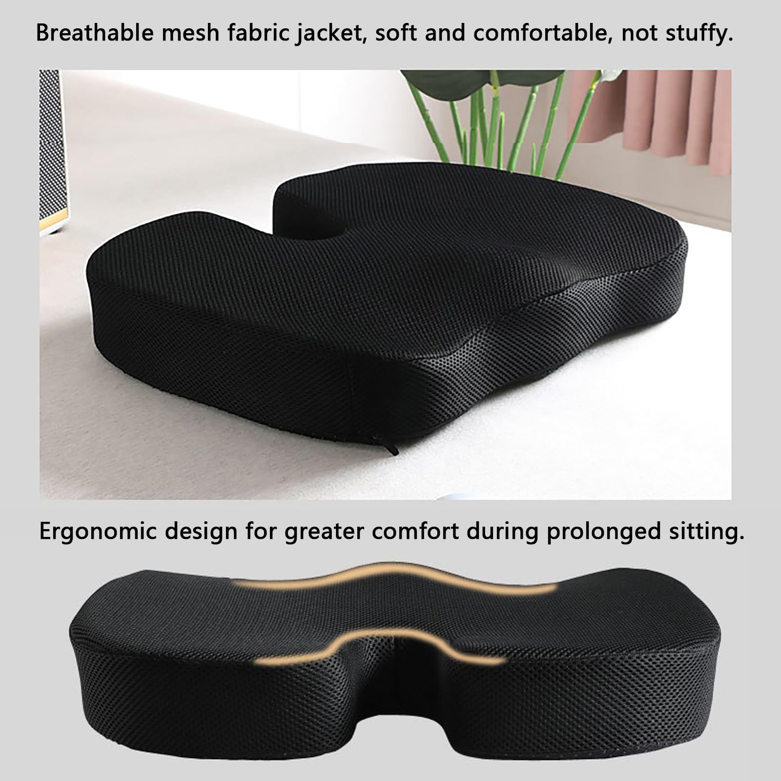 Cuscino Ortopedico Per Coccyx – Cuscino In Memory Foam – Allevia Il Dolore Alla Schiena, Sciatica E Al Coccige – Perfetto Come Cuscino Per Sedia Da Ufficio Auto O Sedia A Ruote,Grey1-45*35*7cm