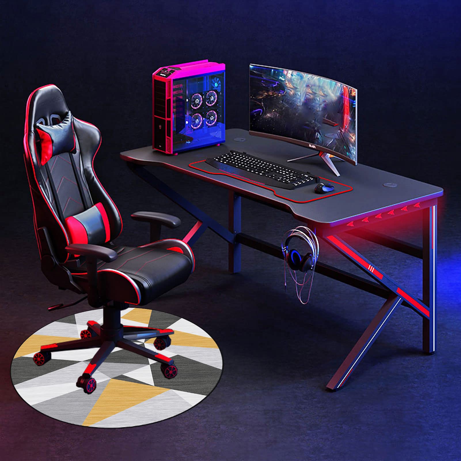 Runde Stuhlmatte 160 cm - Rutschfeste Bodenschutzmatte für Hartböden, Bürostuhl Unterlage, Gaming Teppich, Schreibtischstuhl Schutzmatte für Zuhause, Büro & Schlafzimmer