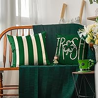 Vista 4 de AVOIN colorlife ST Patricks Day Lucky Charm - Juego de 4 fundas de almohada con diseño de trébol de whisky irlandés, 18 x 18 pulgadas, decoración