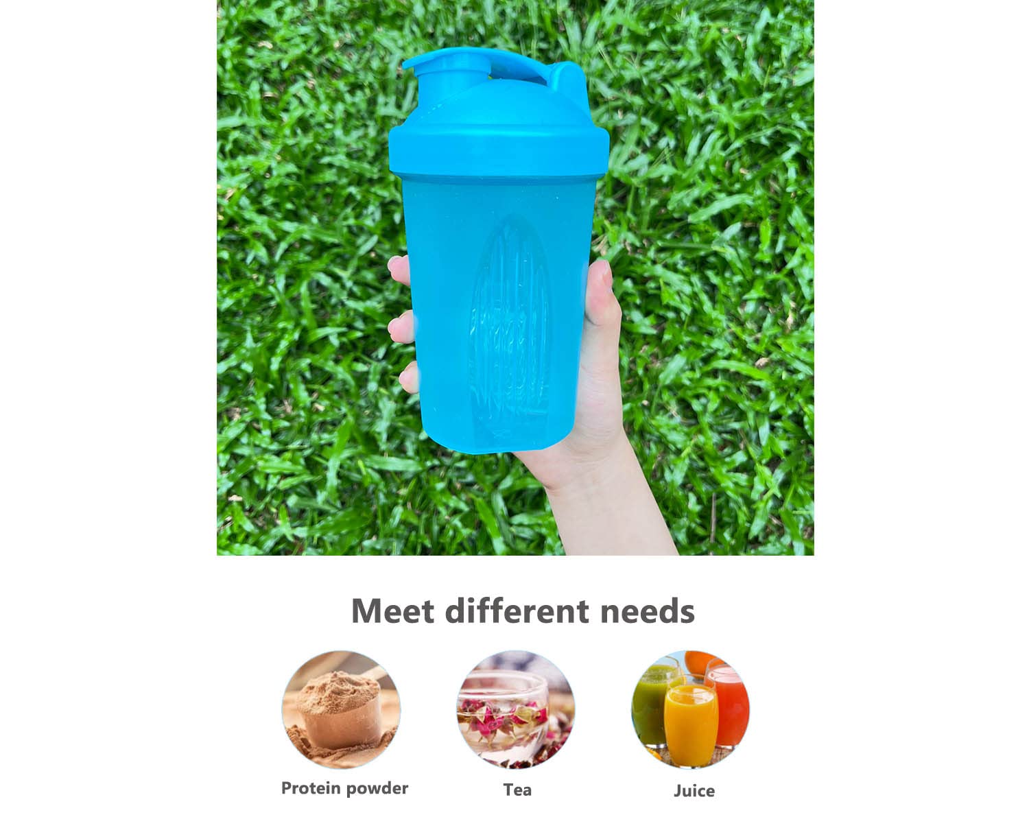 Protein Shaker Flasche 400 ml Auslaufsicher, BPA Frei, Eiweiß Shaker für Supplement Shakes mit Sieb & Skala, Fitness Mixer für cremige Whey Proteinpulver Shakes, (Blau+Rosa(2PCS)