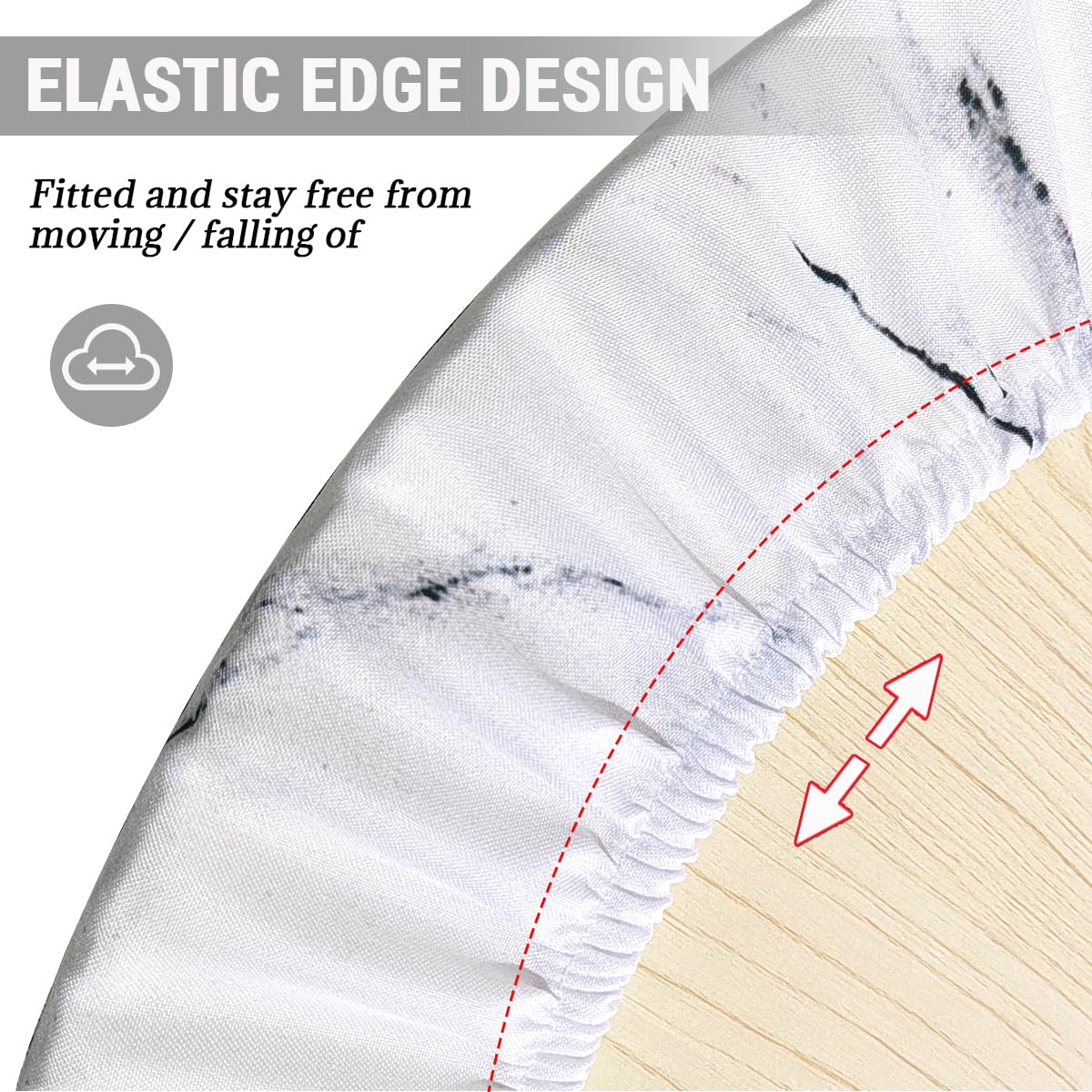 Highdi Tovaglia Rotonda Antimacchia 120 cm Impermeabile Copritavolo Elastico Marmo Esterno