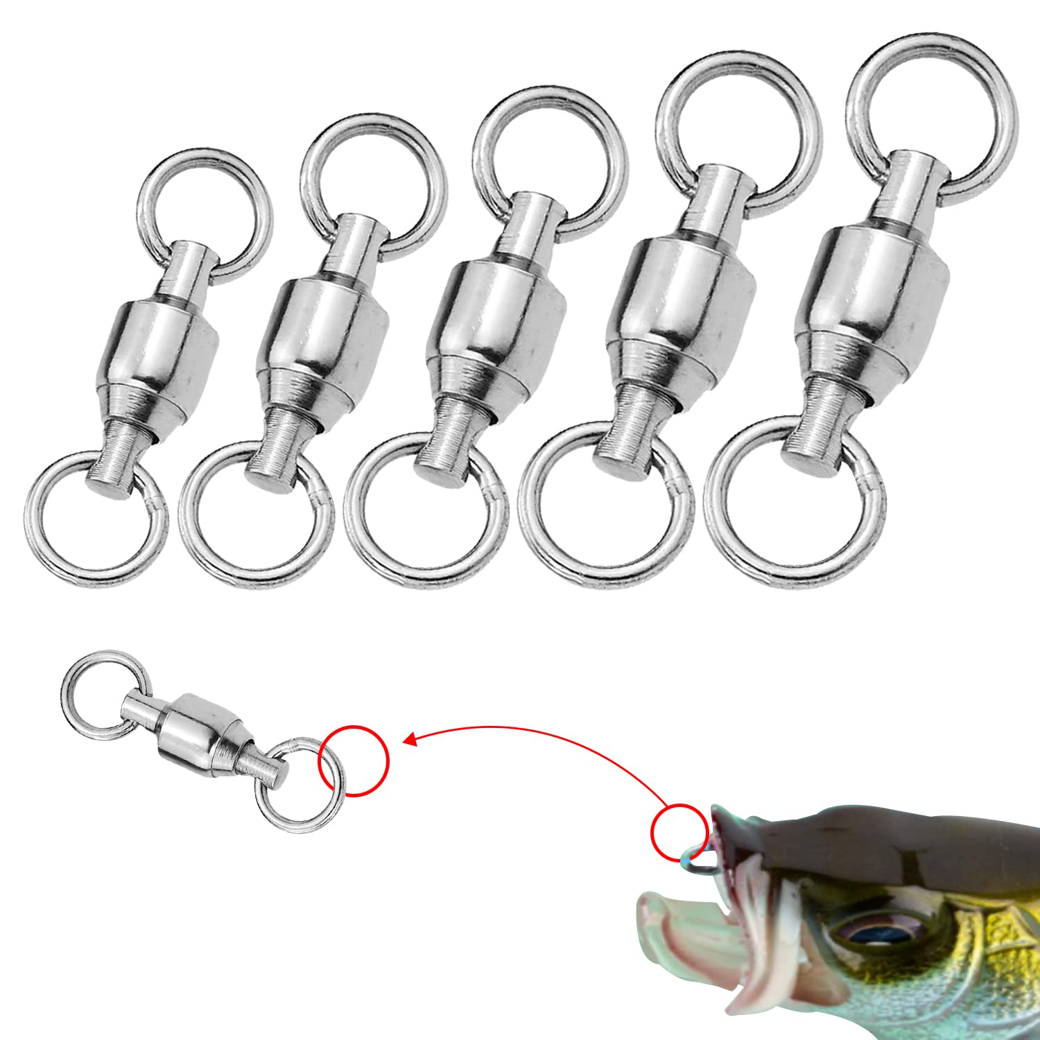 CTCTBSJO 50 Pack Fishing Ball Bearing Swivels, Saltwater Ball Bearing
