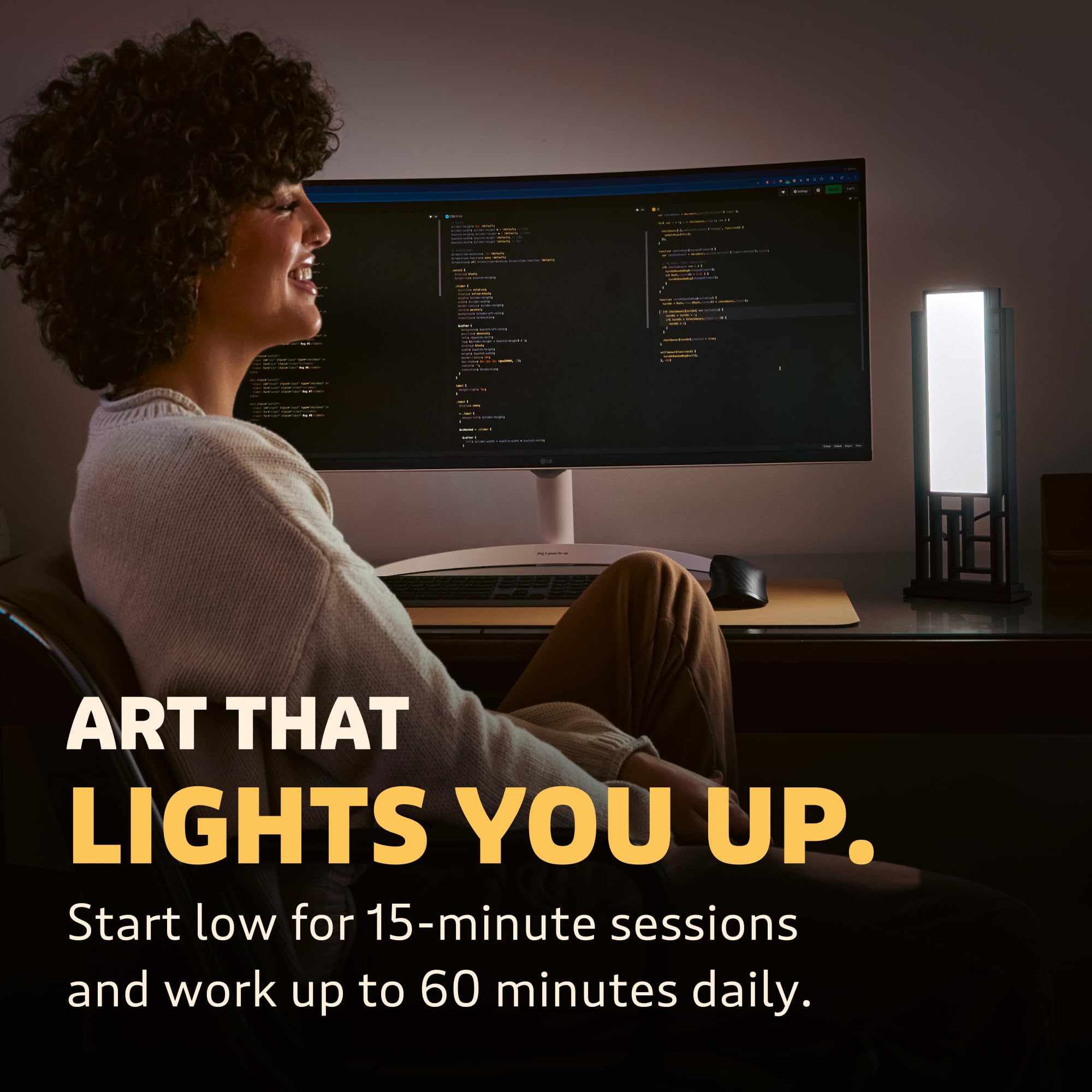 Circadian Optics Lattis Lampe de bureau luminothérapie | Vu sur Shark Tank | Luminosité ultra puissante de 10 000 lux | Couleur 5500 K imite midi soleil | Améliorez votre humeur, votre sommeil, votre