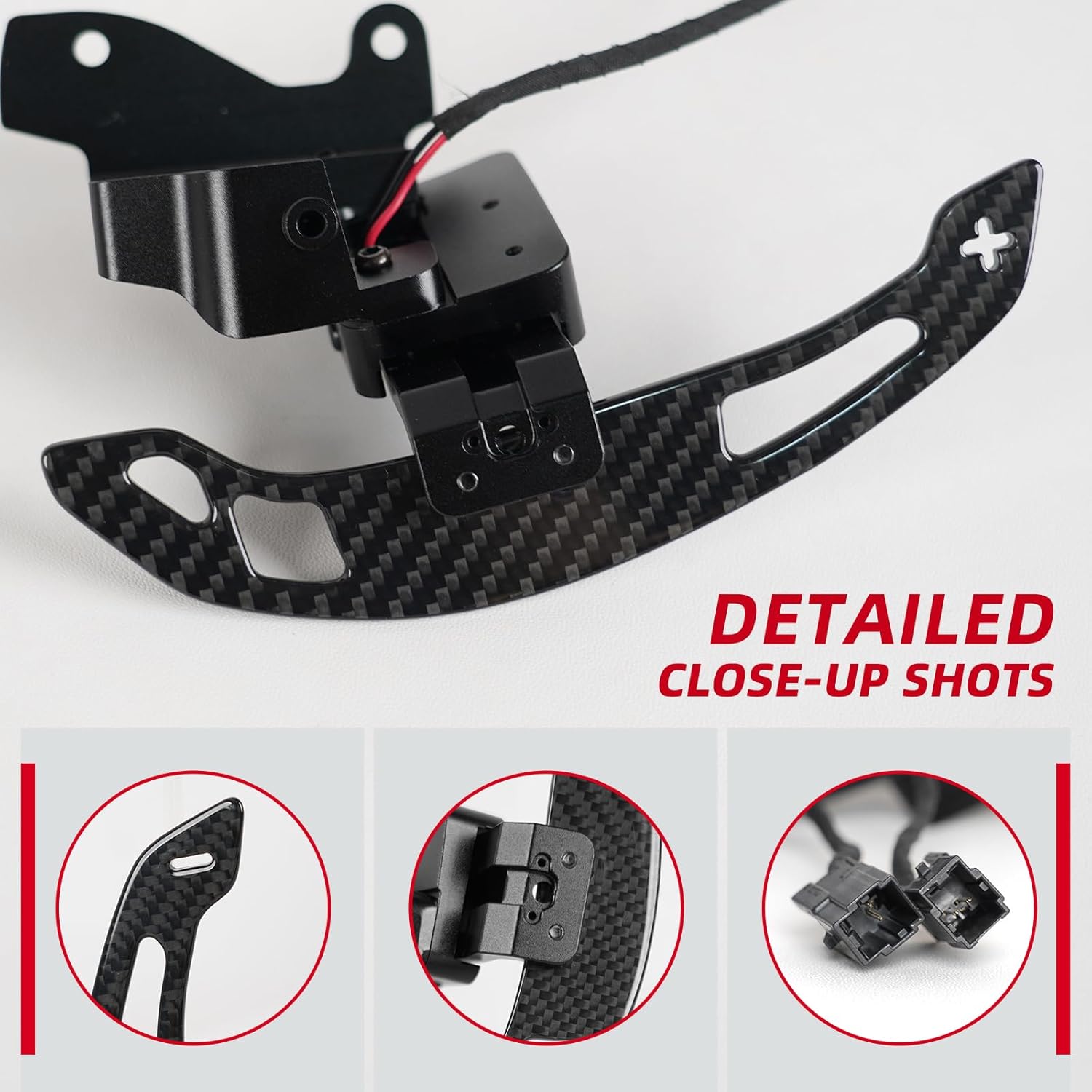 Magnetic Carbon Fiber Steering Wheel Paddle Shifters Extension for Ford F150 F-150 Raptor R P702 Platinum King Ranch Tremor Lariat 2015-2025 (Glossy, Magnetic,Replacement)