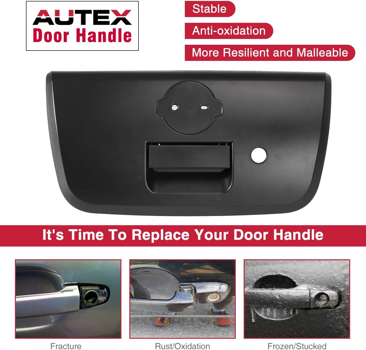 AUTEX 81575 Tailgate Handle with Bezel Keyhole Lift Gate Rear Latch Textured Black Compatible with Frontier 2001 2002 2003 2004 Tailgate Handle
