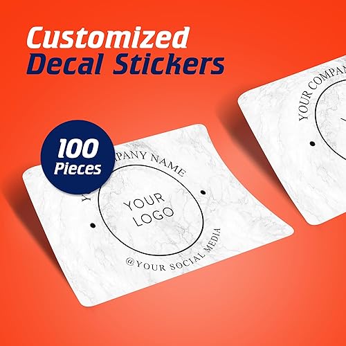 Vista 30 de DayStar Custom Signs & Design, Paquete de 60 calcomanías rectangulares personalizadas de vinilo personalizadas para logotipo de pequeñas empresas