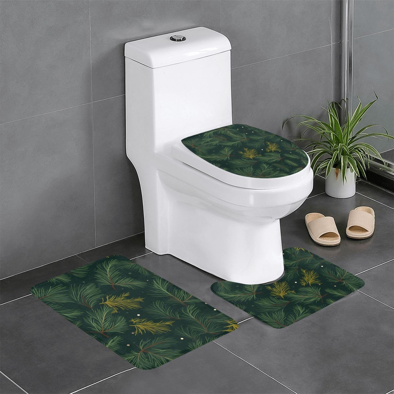 Tapis de salle de bain cèdre lot de 3 antidérapants pour toilettes et coiffeuse