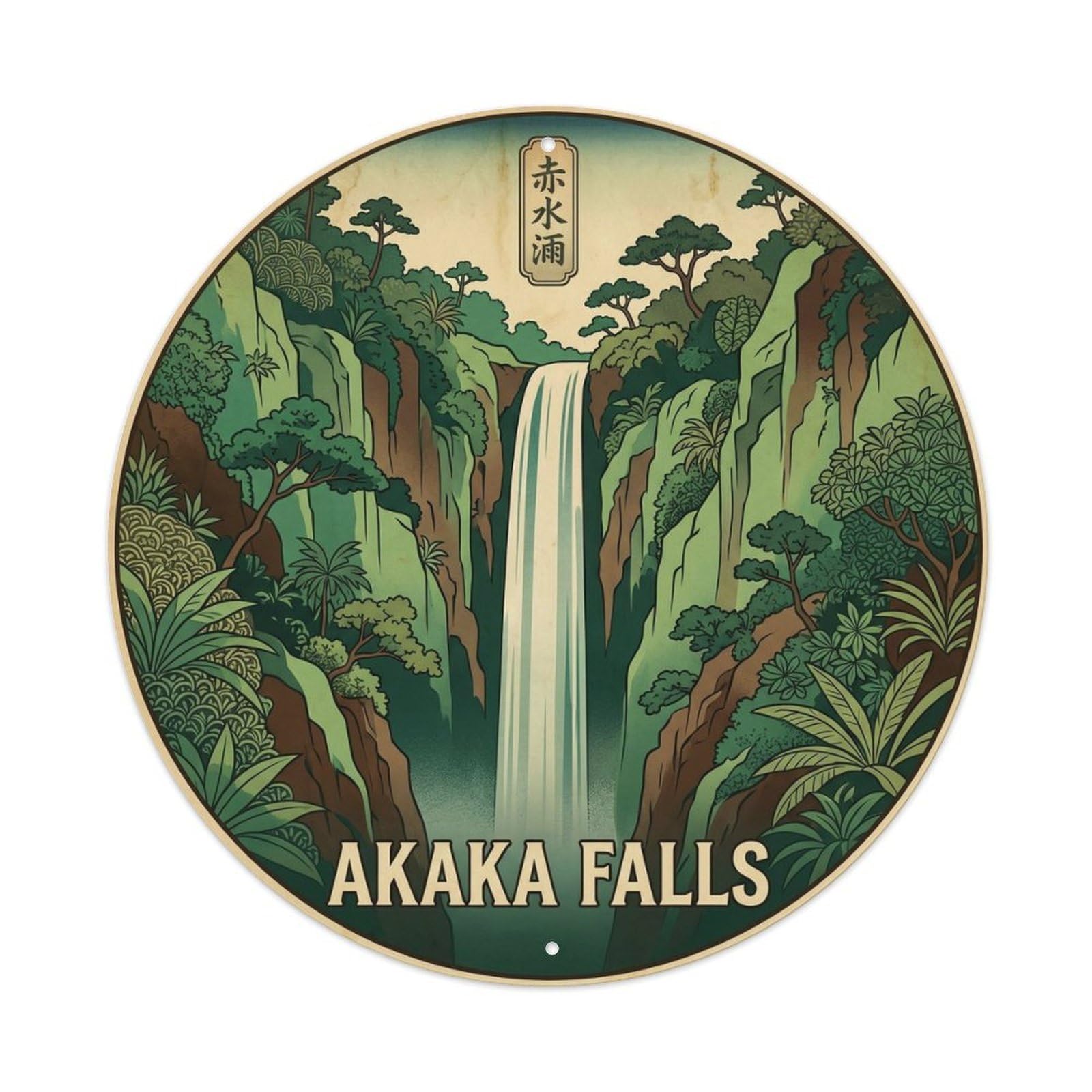 Akaka Falls Hawaii Nature Pacific Waterfall Metal Tin Sign