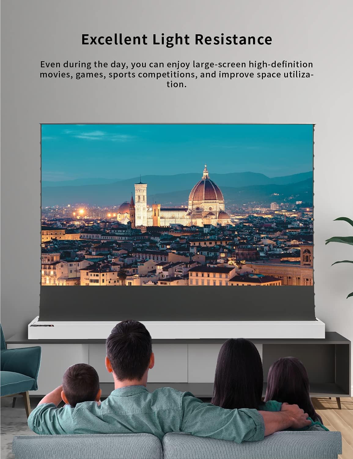 Vivid Storm Since 2004-Long Focus ALR Screen Material,White Housing Motorized Floor-Rising Projection Screen,Compatible with Lumen up to 2500ANSI of Ordinary Projector,VWSDSTALR120H