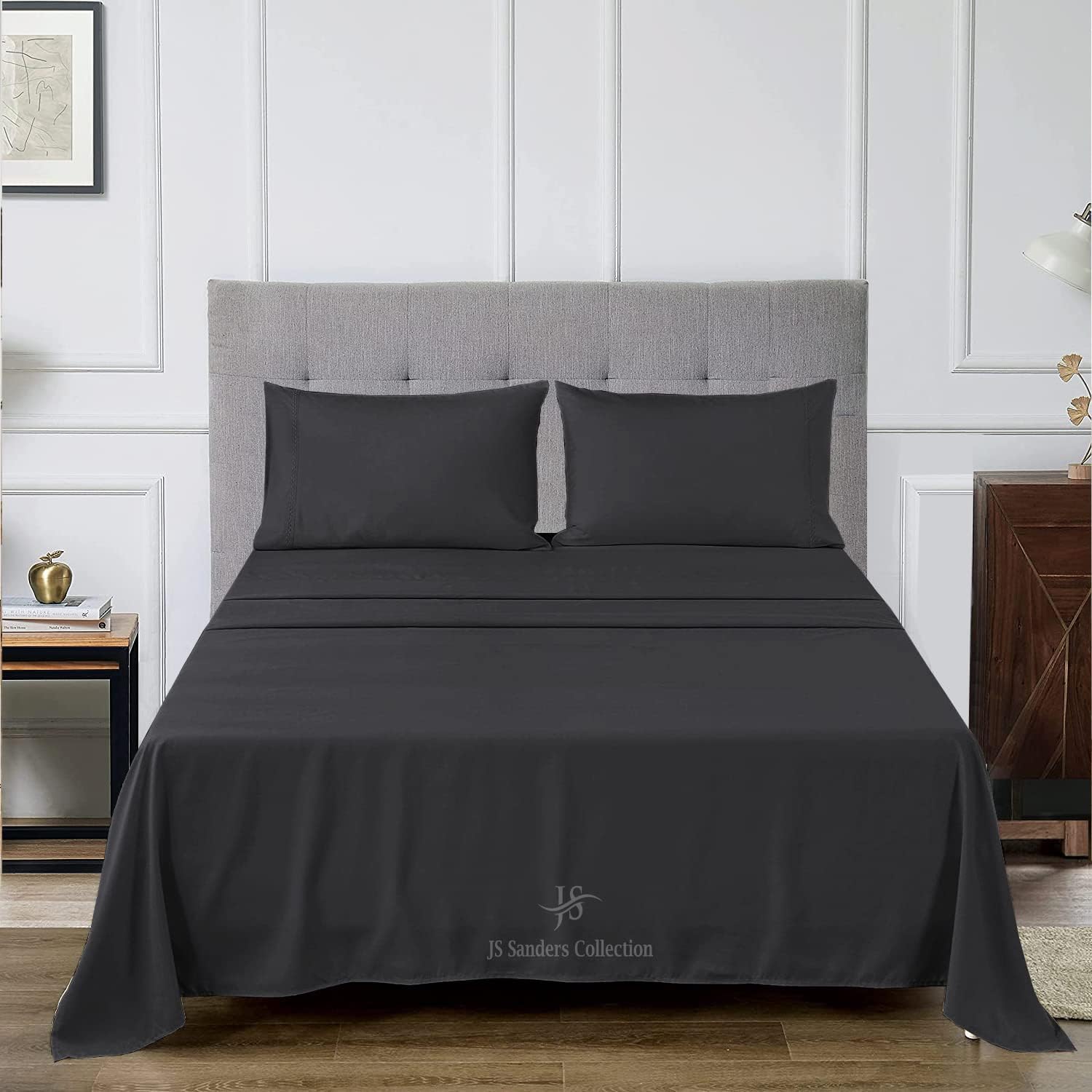 CASA LINEN Alaskan King (108X108) Sheet Set Luxury Soft 100% Egyptian Cotton -Classic Collection Bed Sheet Set for Alaskan King Mattress Dark Grey Solid 1000 Thread Count 21" Deep Pocket