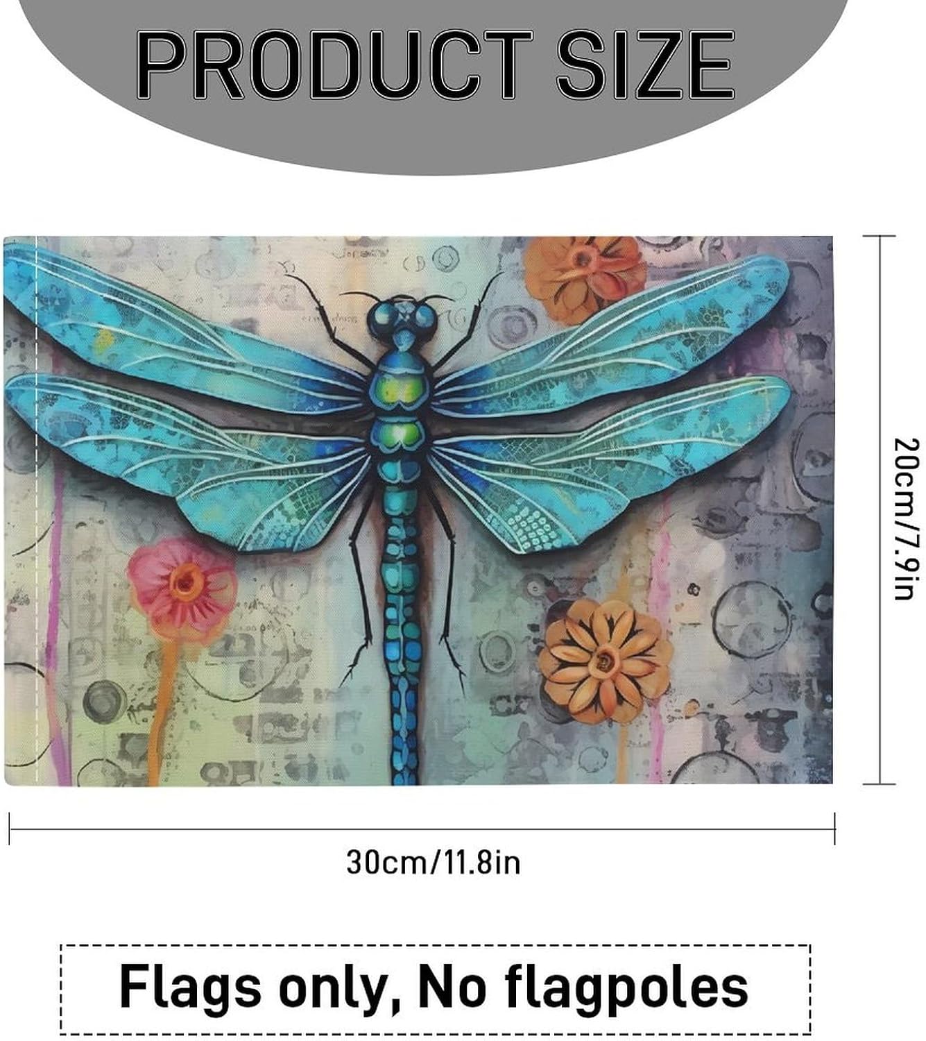 Vintage Blue Dragonfly Car Flag Polyester Clip Flags Mini Handheld Banners for Auto Outside Travel Decor image 2