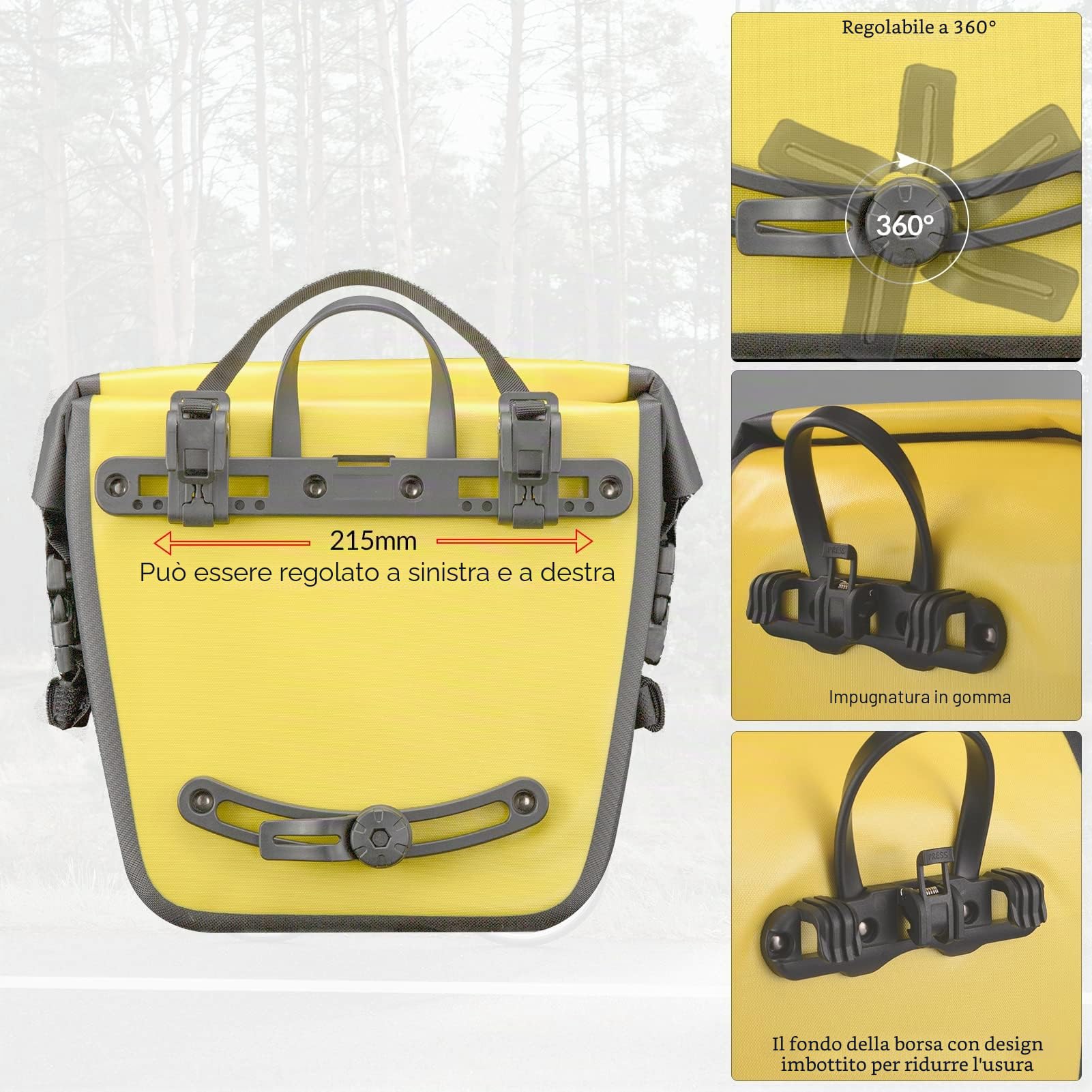 ROCKBROS Borsa Posteriore per Bici MTB Pacchetto Portapacchi Laterale Impermeabile Grande capacità 12-16L Tracolla in Regalo