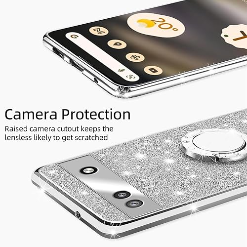 Miniatura 4 de Funda para teléfono Google Pixel 6a, funda para Google Pixel 6a para mujer, con purpurina, suave, elegante, transparente, TPU de lujo, linda funda