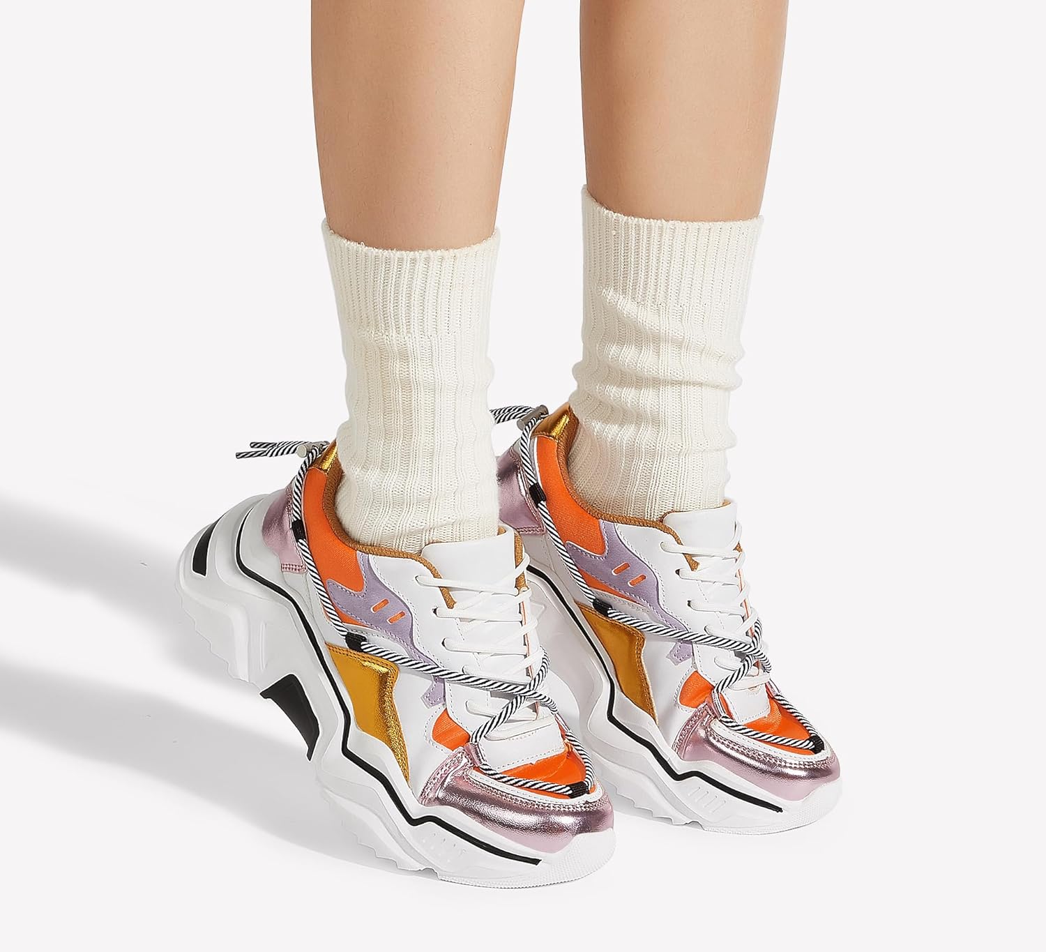 LUCKY STEP Women's Platform Colorful Fashion Sneakers Retro Colorblock Stylish Cute Chunky Dad Walking Shoes - Image 9