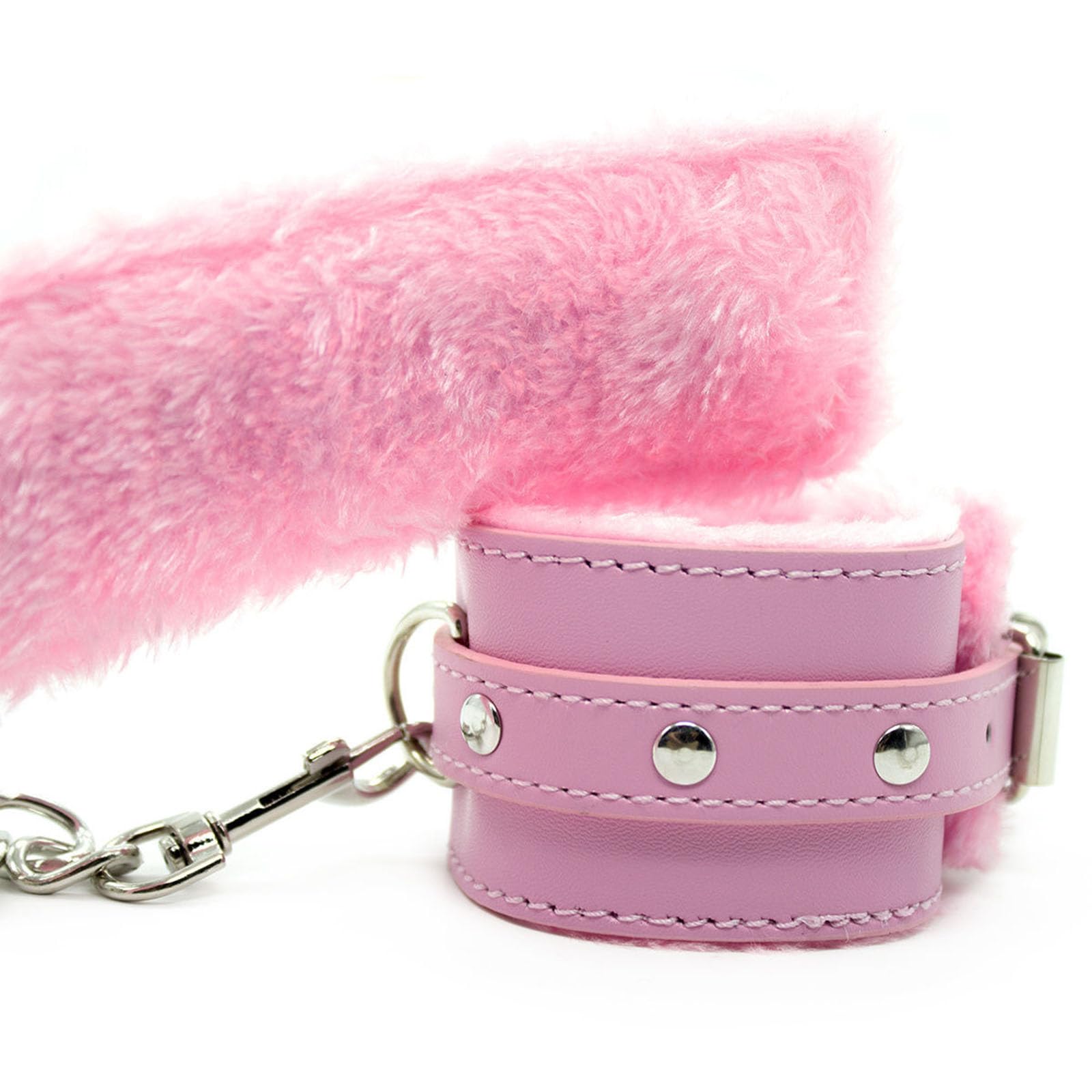 Generico Manette in pelle e peluche BDSM e cinghia per benda, popolare set di allenamento bondage per giochi di coppia - LC15ITW