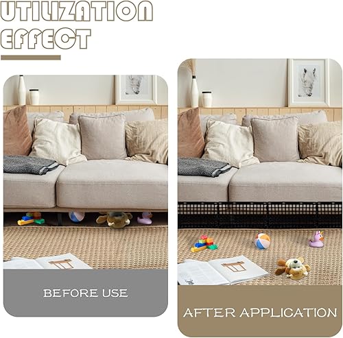 Miniatura 4 de 12 bloqueadores para debajo del sofá para cama, ajustable, de plástico, para debajo de la cama, con 30 lazos, barreras negras de sofá para perros,