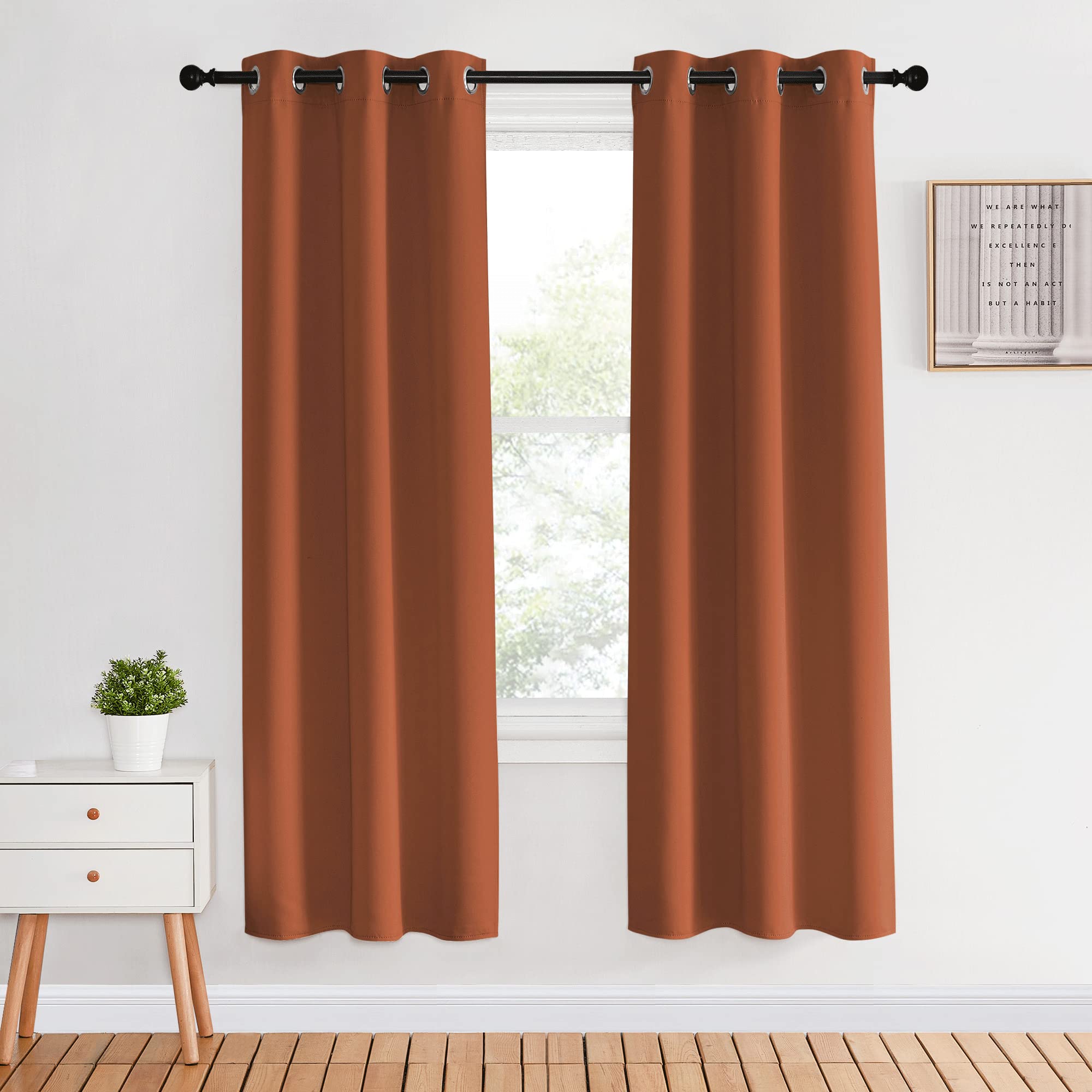 NICETOWN Blackout Curtains For Kitchen - Burnt Orange, 29x30 Inch, 2 Panels, Room Darkening Energy Saving Drapes - View #12