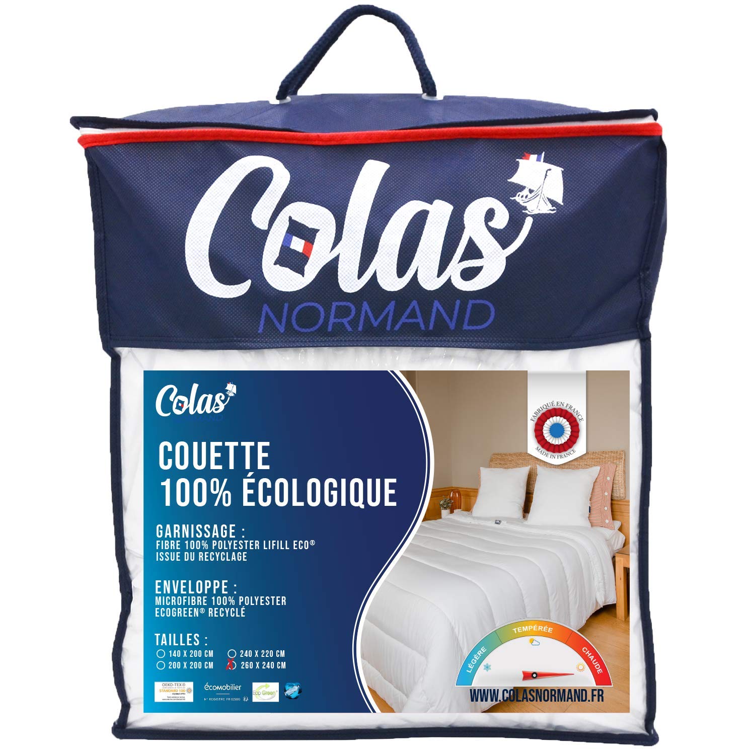 Piumino Leggero COLAS NORMAND 260x240 Cm - Cotone Biologico E Imbottitura Riciclata, Prodotto In Francia - 3