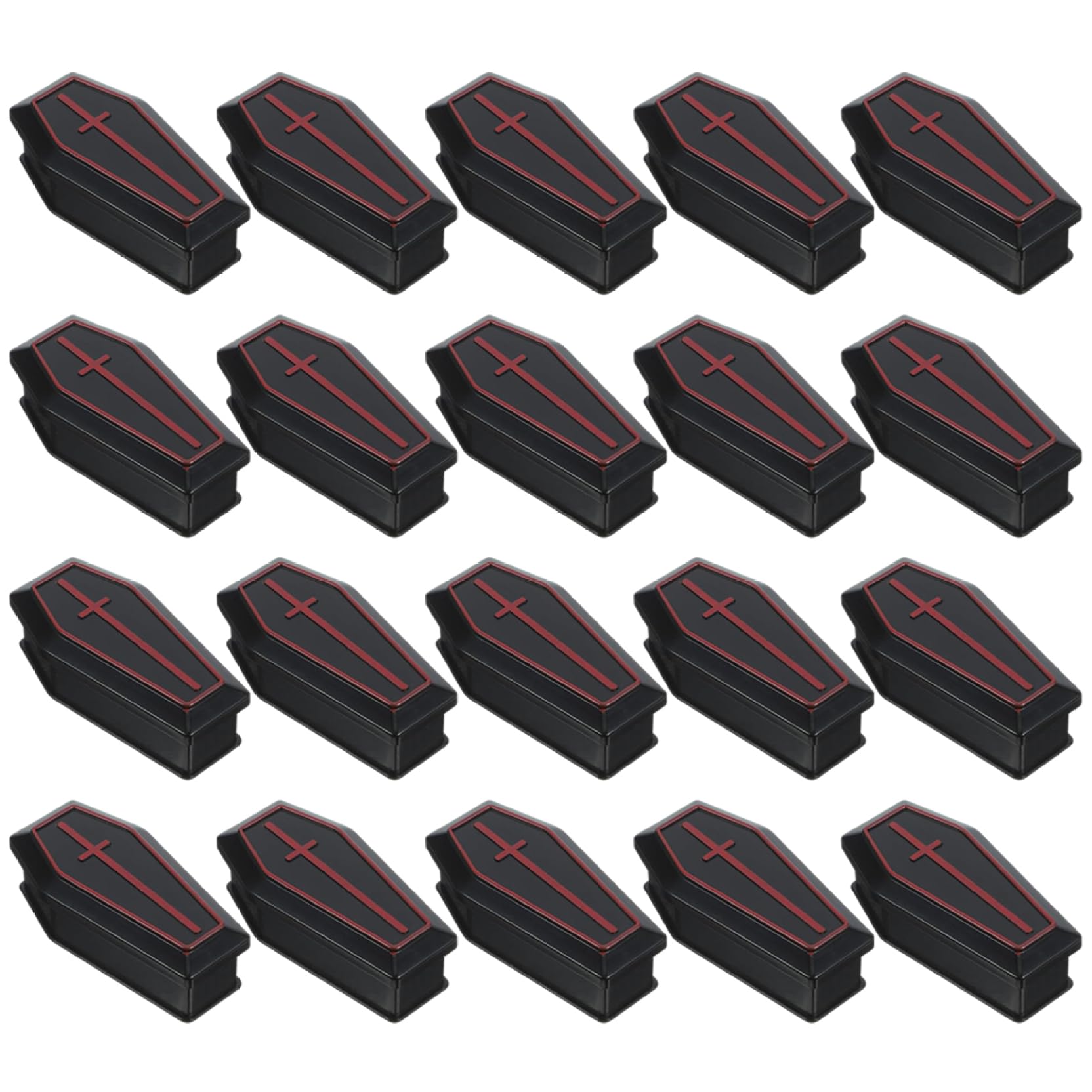 Ngbbby 20Pcs Coffin Mini Classic Plastic Black Coffin Box Halloween Props for Trick or Treat Indoor Outdoor, 3x1.6x1 inch, Decor