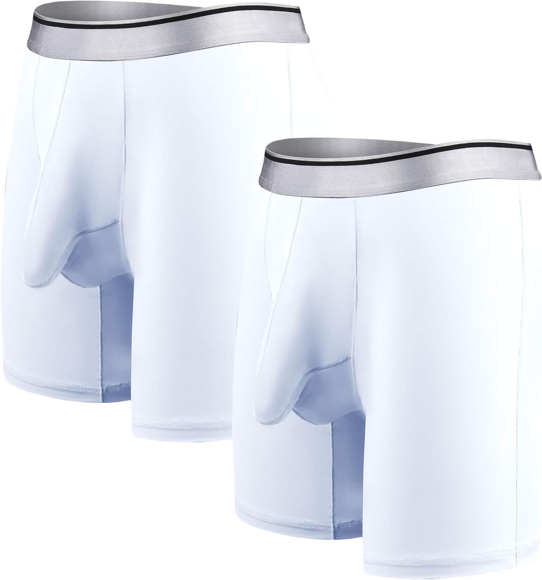 Men's Underwear Silky Smooth Boxer Briefs Long Leg Quick Dry Boxer Briefs with Separate Pouch