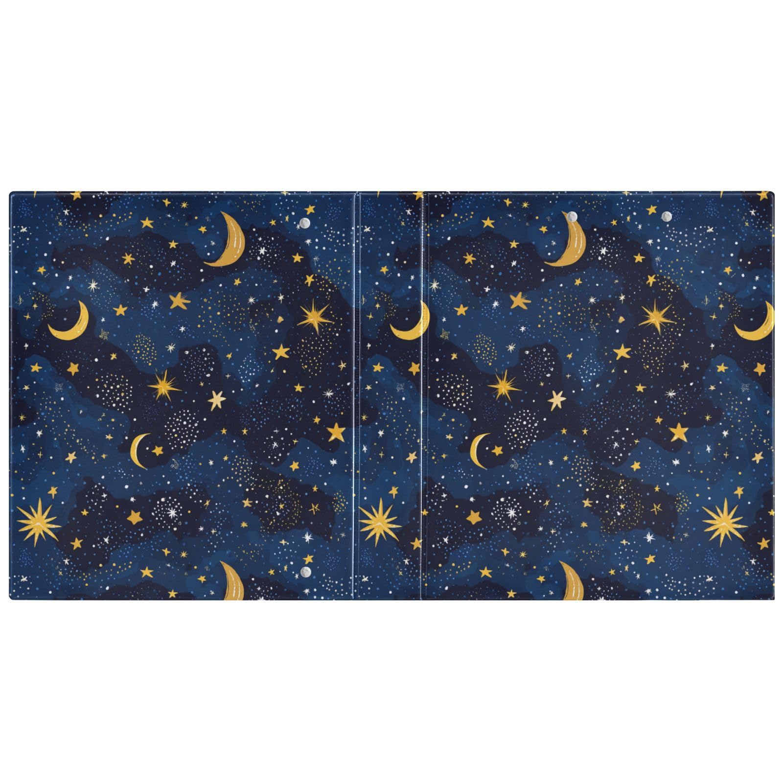 Kcldeci Raccoglitore a 3 anelli con copertina rigida per carta formato lettera, stelle stellate e anelli rotondi da 3,8 cm, organizer per scuola/ufficio, confezione da 2