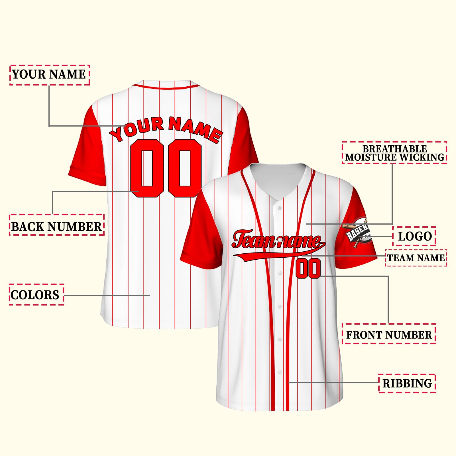 Custom Baseball Jersey Personalized Baseball Softball Shirts Sports Uniform for Men Women Adult Customized Print Name Number
