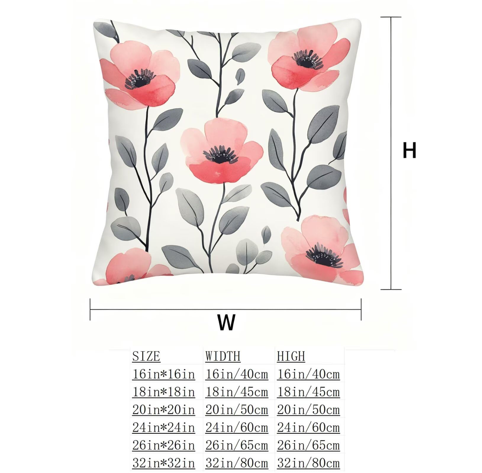 Rose Housse Coussin 60x60 Fleur Taie Oreiller 60x60 Lot de 4 Super Doux Protege Oreiller 60 x 60 Decoration Automne Taie D'oreiller Carrées Coussin Canape, pour Maison Chambre Canapé Chaise E - 147