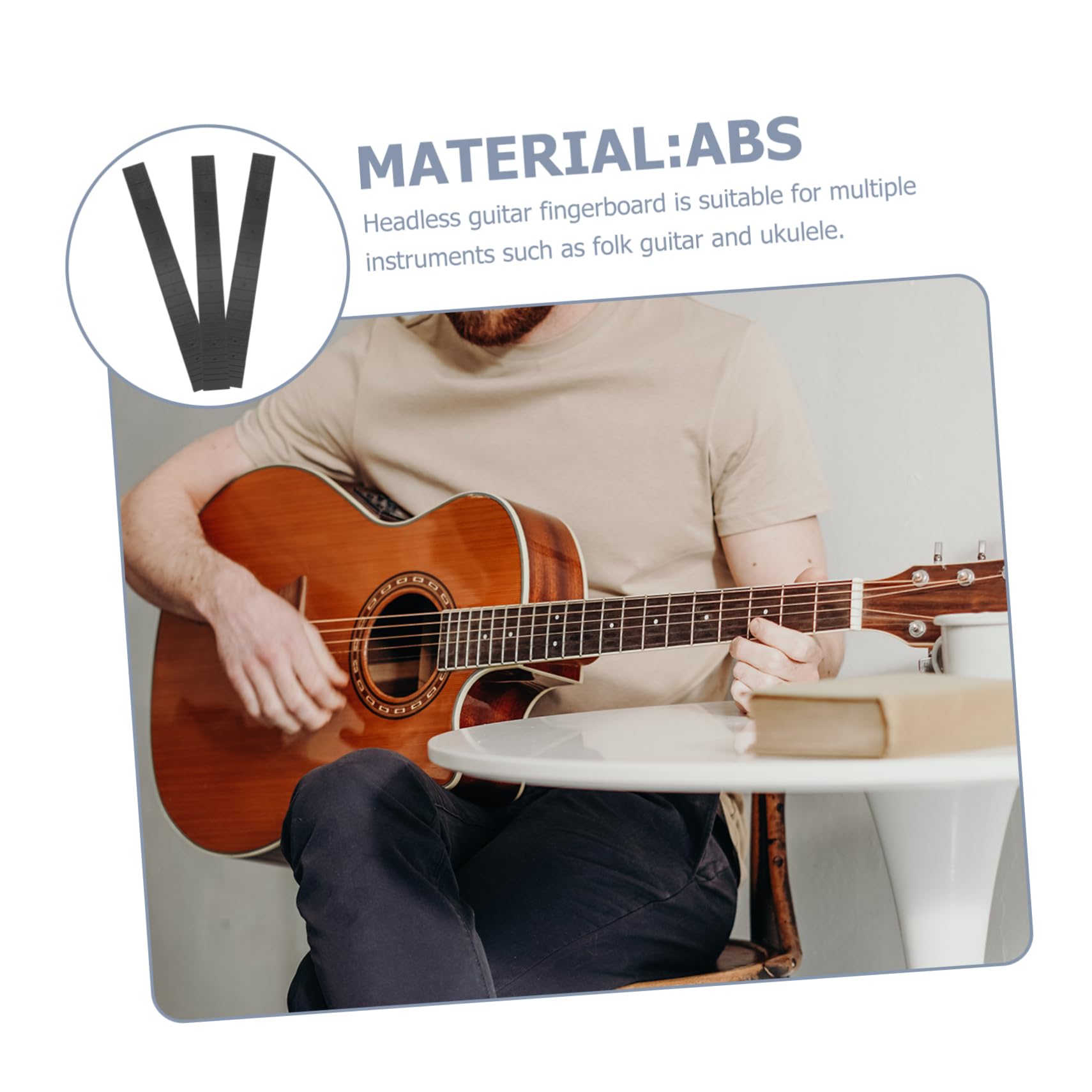 COSMEVIVI 3pcs Folk Guitar Fingerboard Neck Replacement for Ukulele Acoustic Guitar Headless Neck